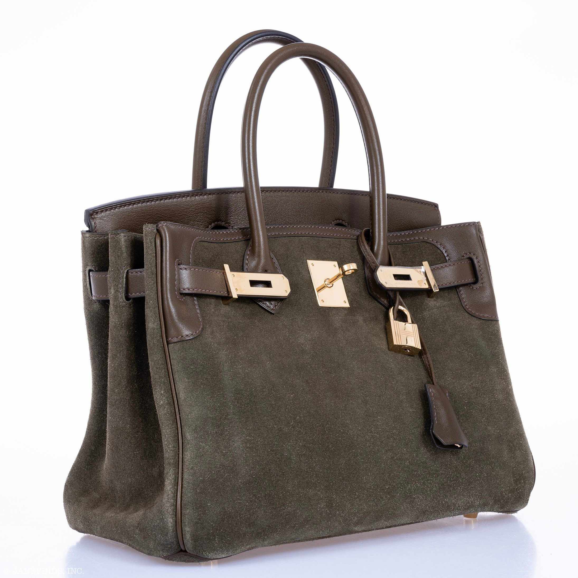 Hermès Birkin 30 Grizzly Vert de Gris Suede & Veau Swift Permabrass Hardware - Special Edition