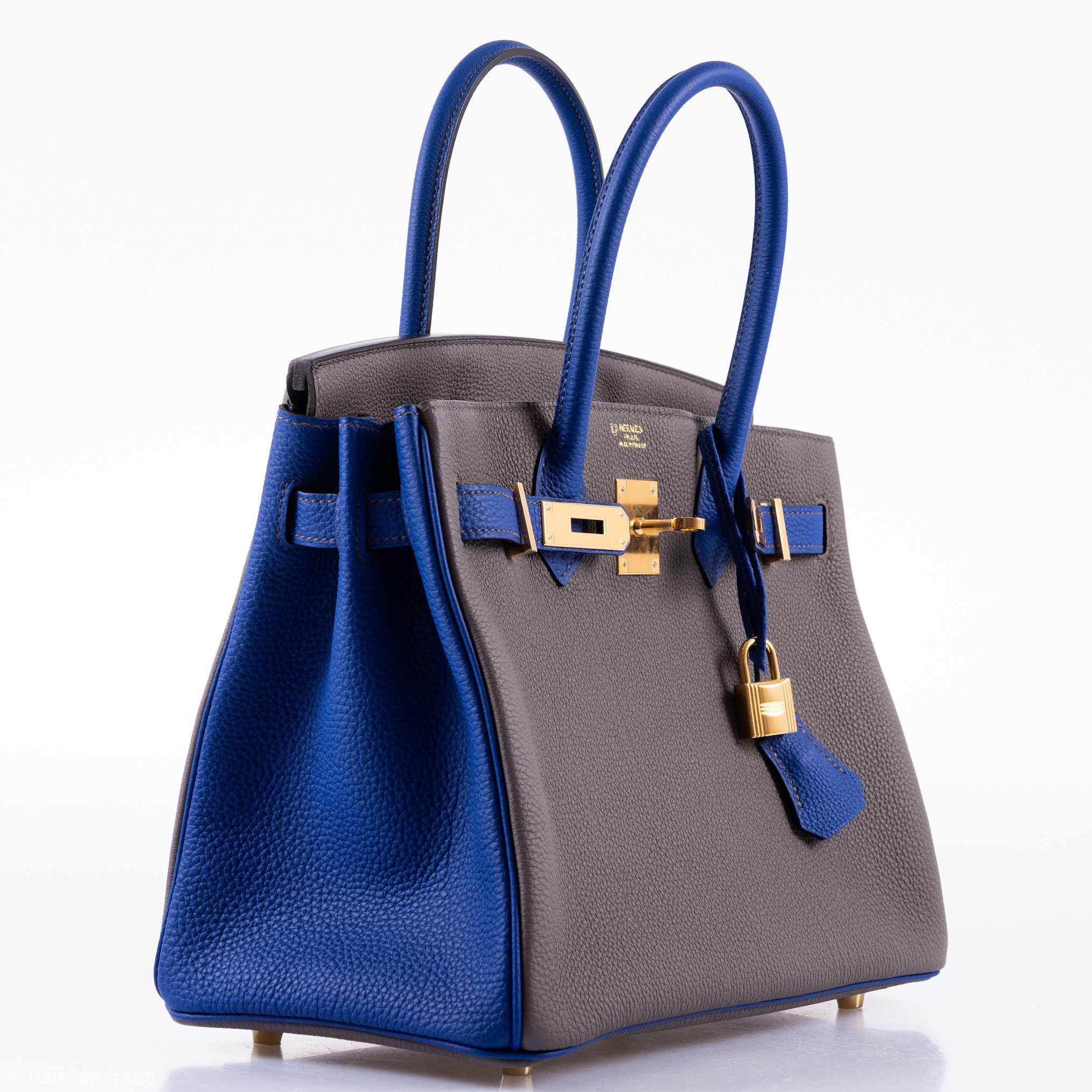 Hermès Birkin 30 HSS Etain And Blue Electric Togo Gold Hardware