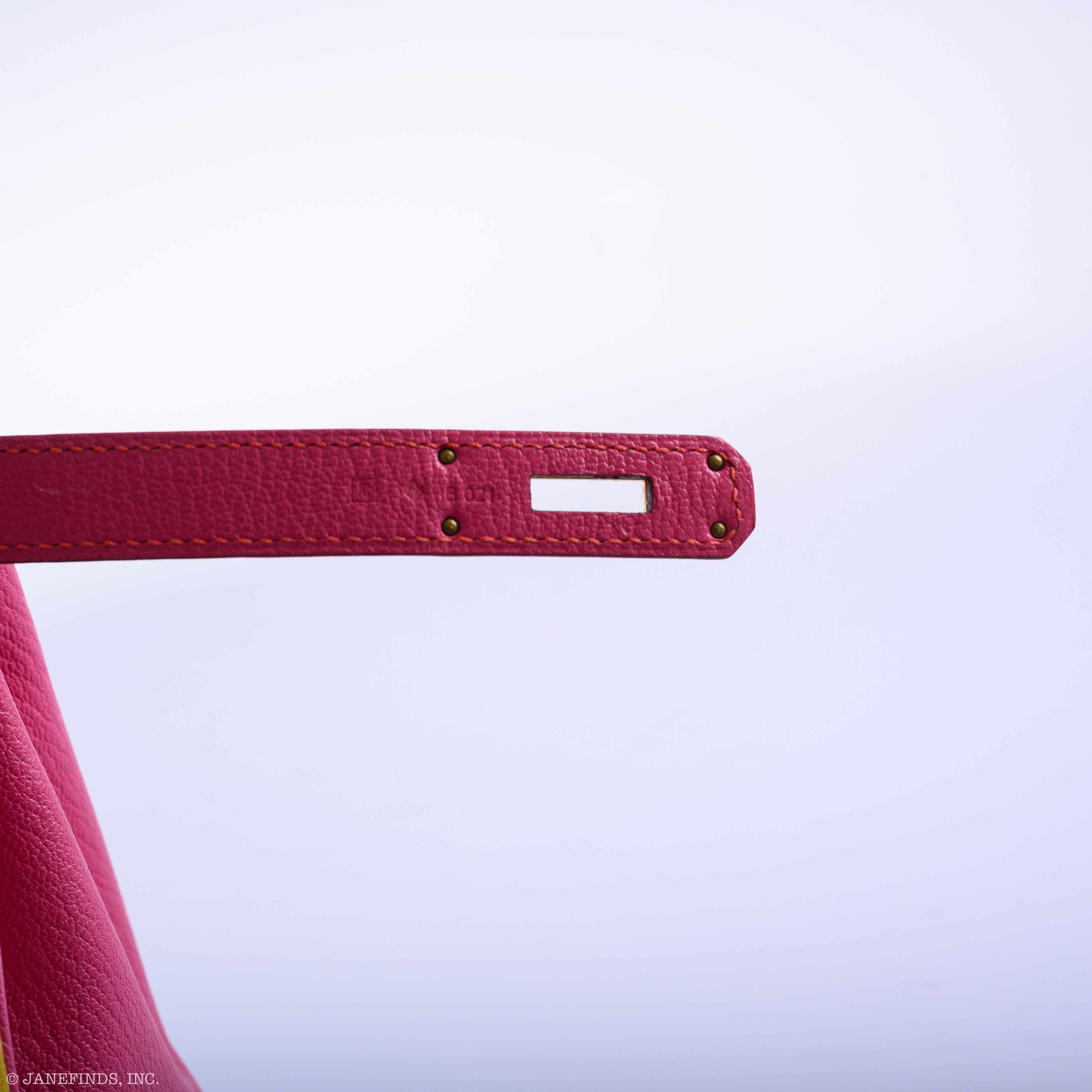 Hermès Birkin 30 HSS Rose Lipstick, Blue Aztec & Cumin Chevre Leather Brushed Gold Hardware - 2014, R Squared