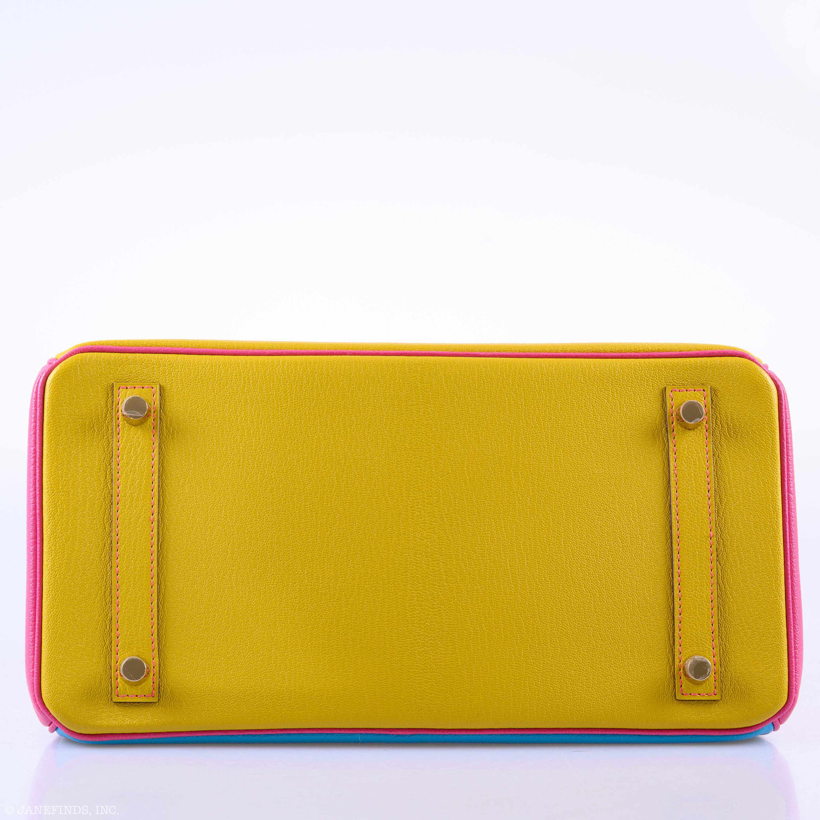 Hermès Birkin 30 HSS Rose Lipstick, Blue Aztec & Cumin Chevre Leather Brushed Gold Hardware - 2014, R Squared