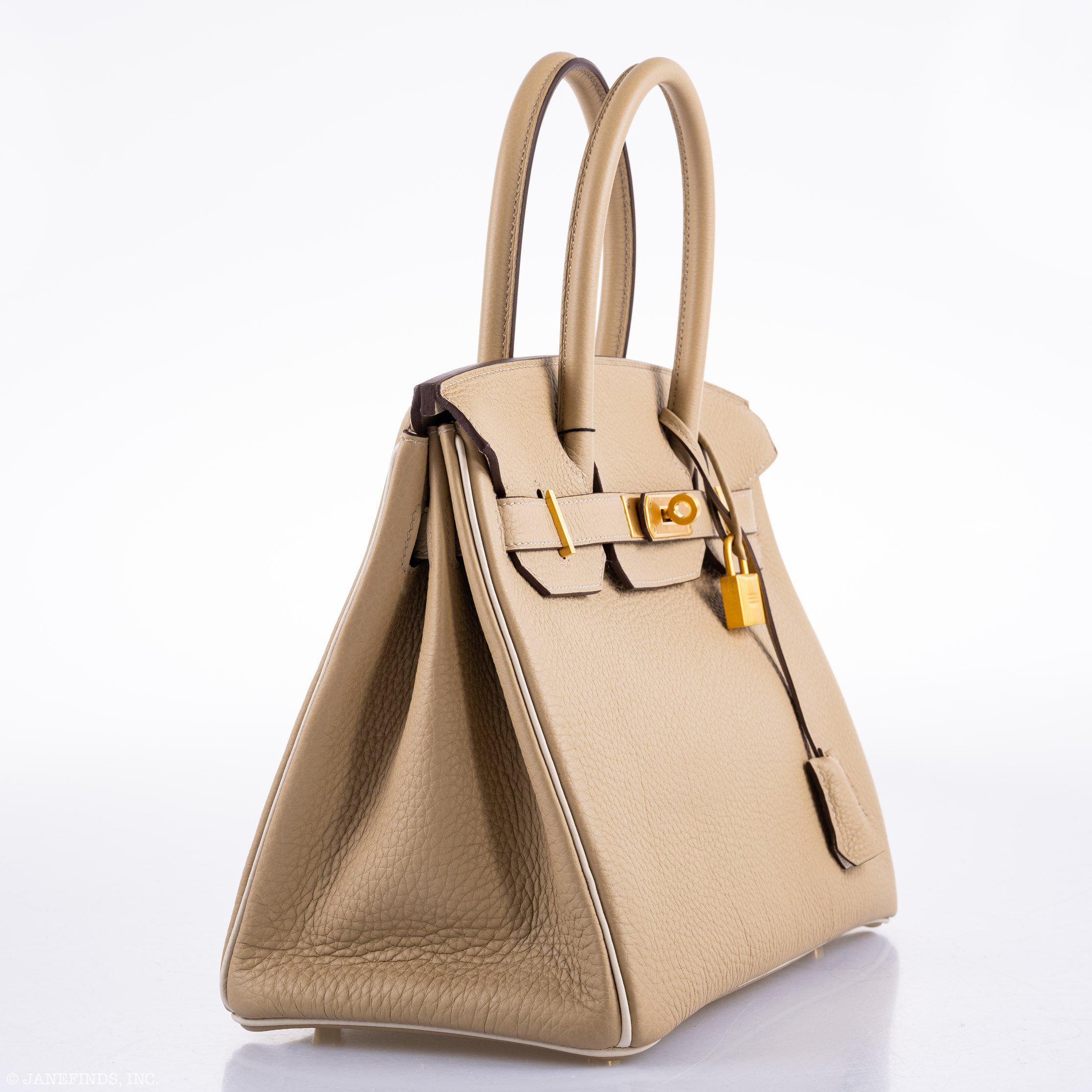 Hermès Birkin 30 HSS Trench & Craie Piping Togo Brushed Gold Hardware - 2016, X