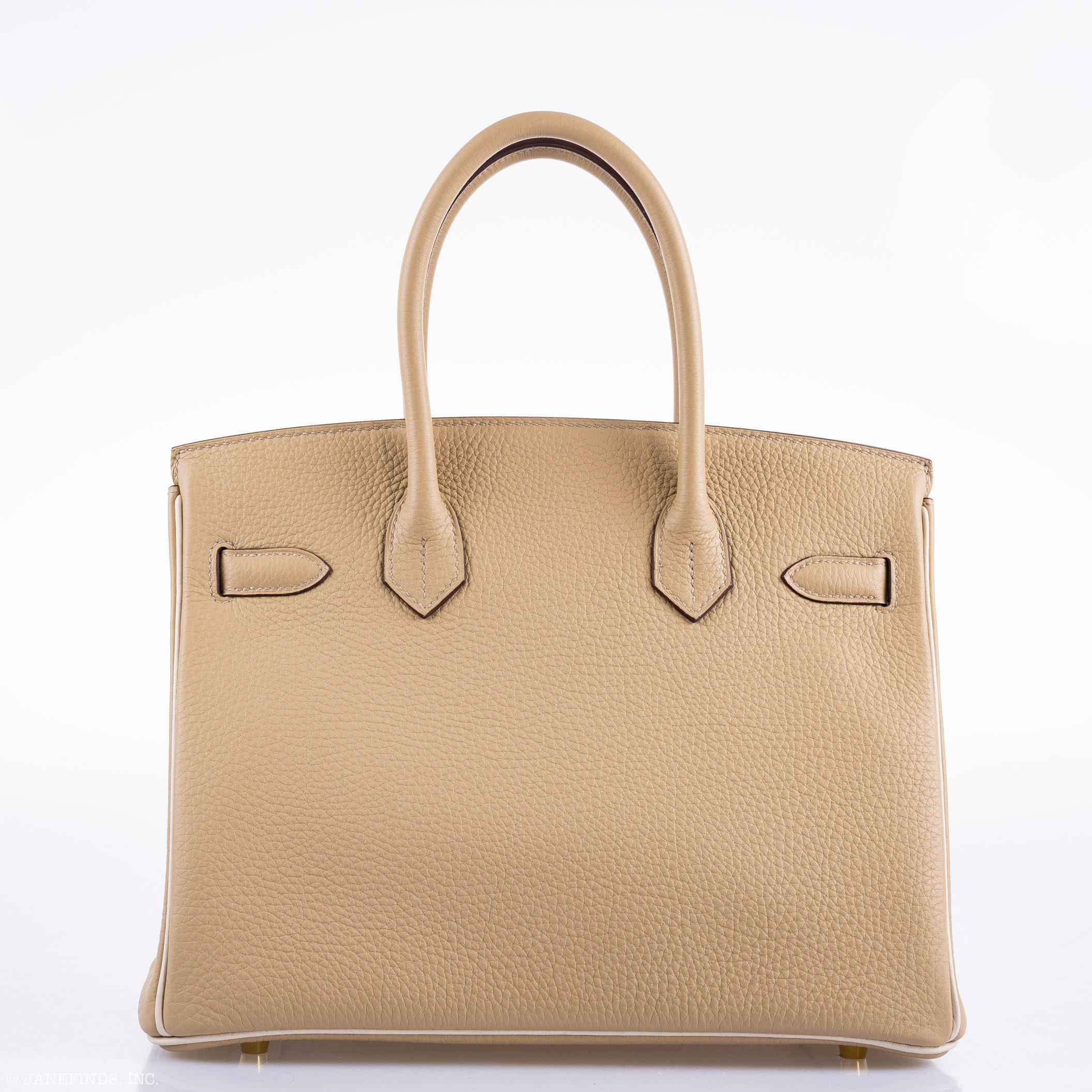 Hermès Birkin 30 HSS Trench & Craie Piping Togo Brushed Gold Hardware - 2016, X