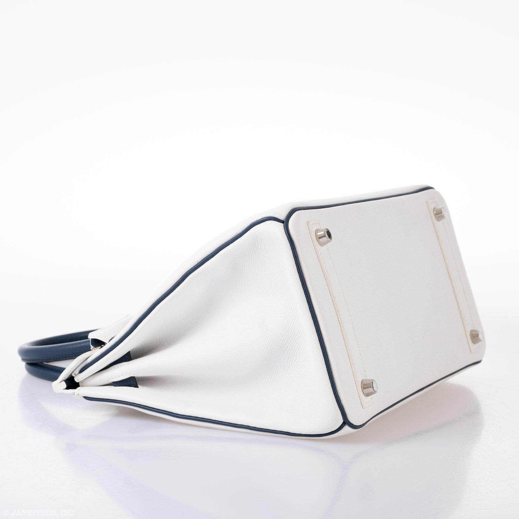 Hermès Birkin 30 HSS White & Blue Marine Epsom leather Palladium Hardware - 2011, O Square