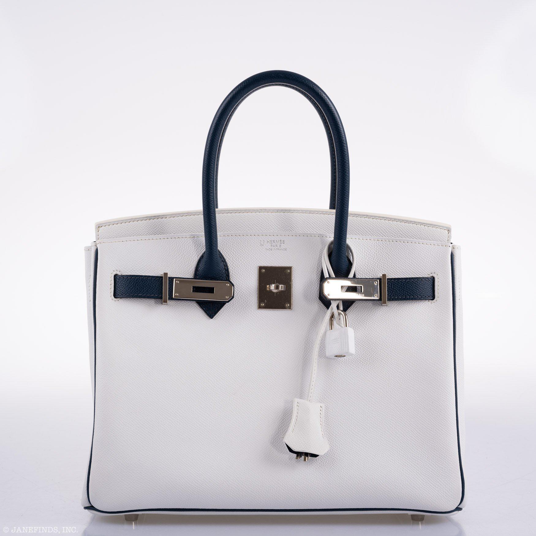 Hermès Birkin 30 HSS White & Blue Marine Epsom leather Palladium Hardware - 2011, O Square
