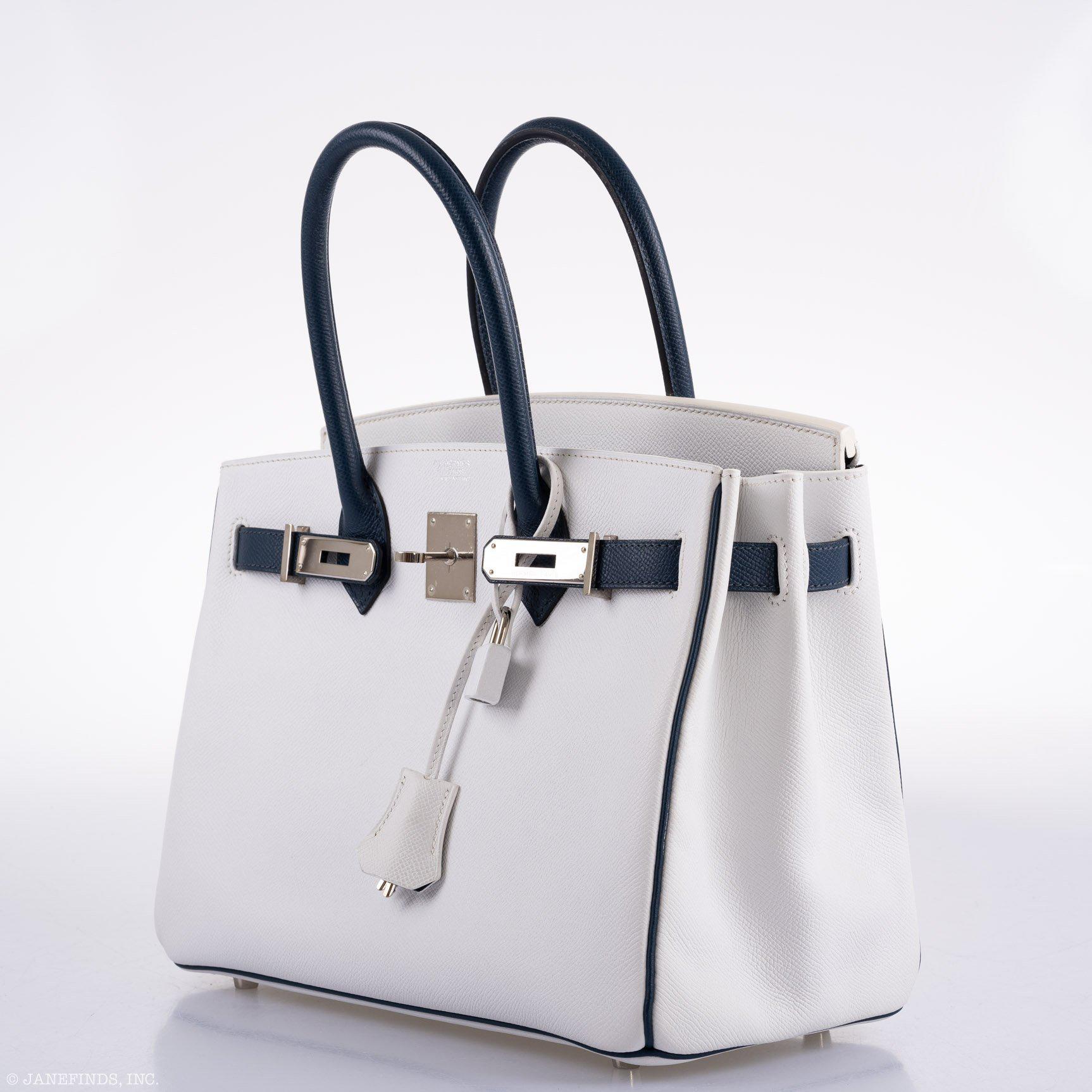 Hermès Birkin 30 HSS White & Blue Marine Epsom leather Palladium Hardware - 2011, O Square
