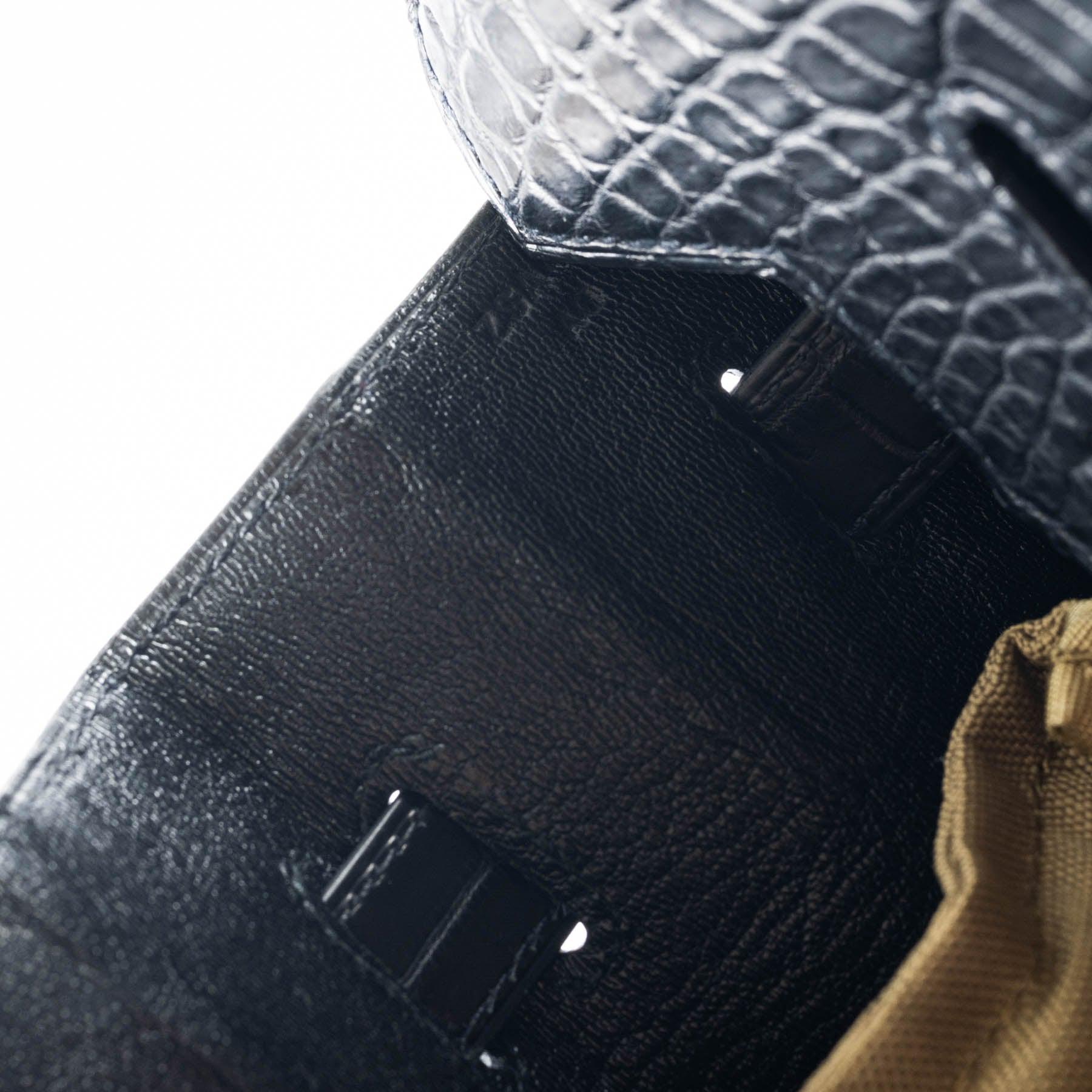 Hermès Birkin 30 Matte Black Porosus Crocodile Gold Hardware