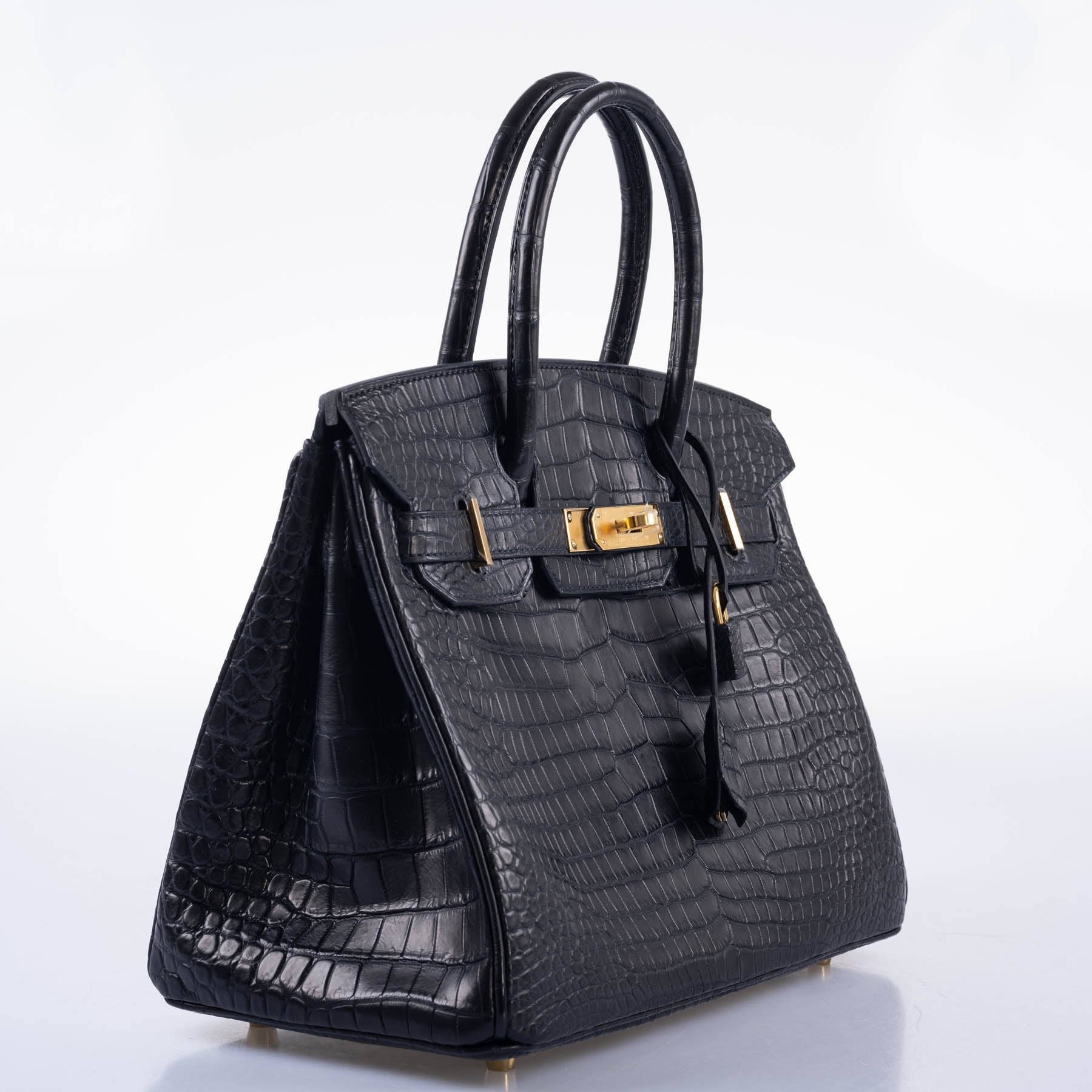 Hermès Birkin 30 Matte Black Porosus Crocodile Gold Hardware