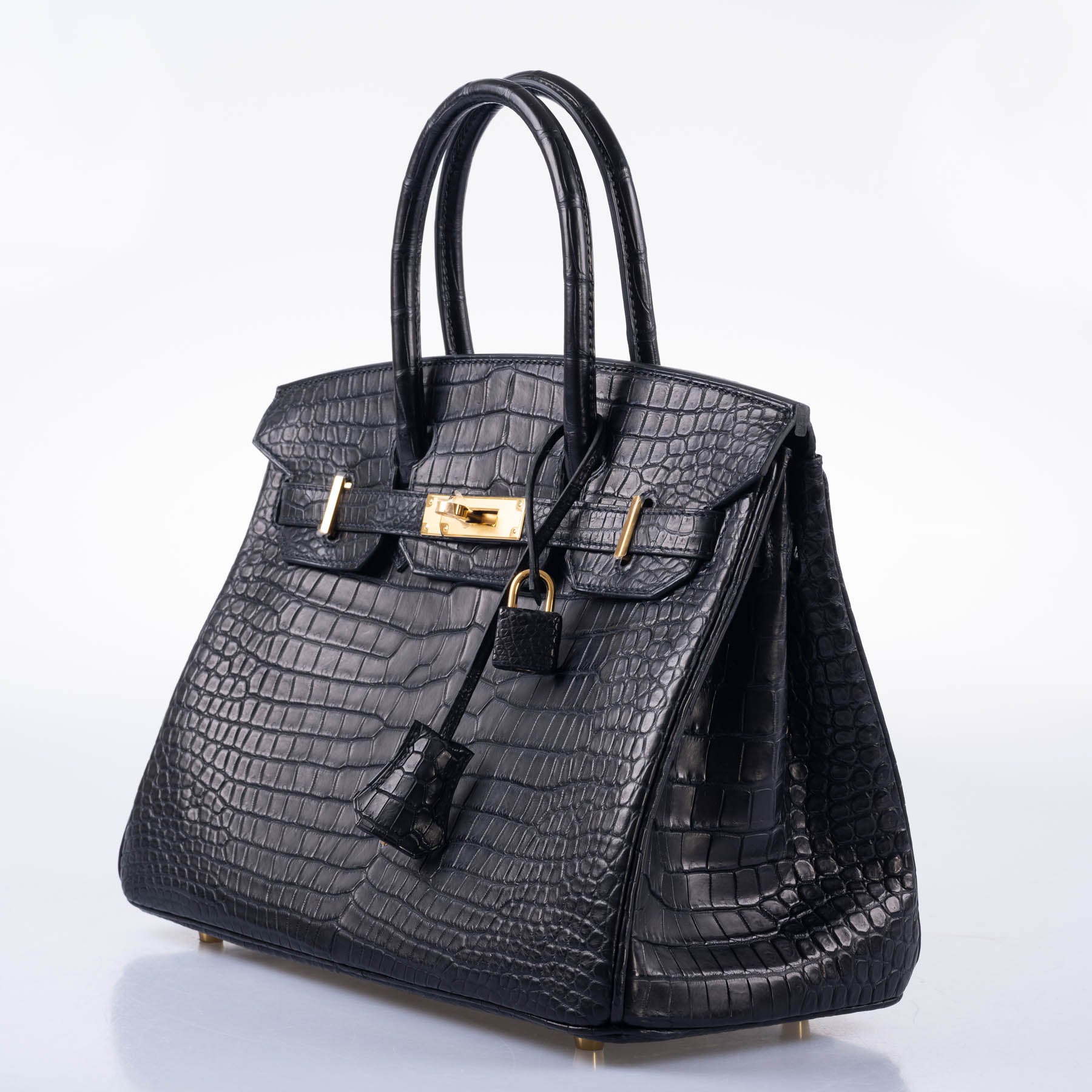 Hermès Birkin 30 Matte Black Porosus Crocodile Gold Hardware