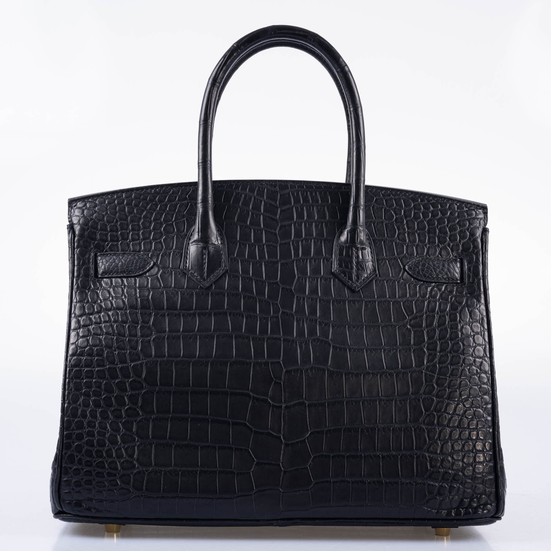 Hermès Birkin 30 Matte Black Porosus Crocodile Gold Hardware