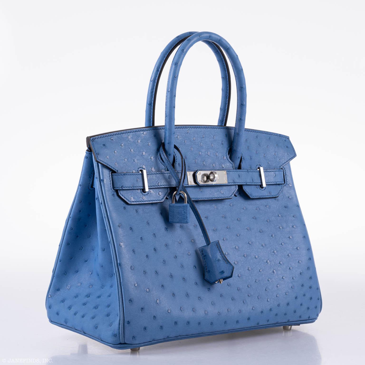 Hermès Birkin 30 Mykonos Ostrich Palladium Hardware - 2016, A