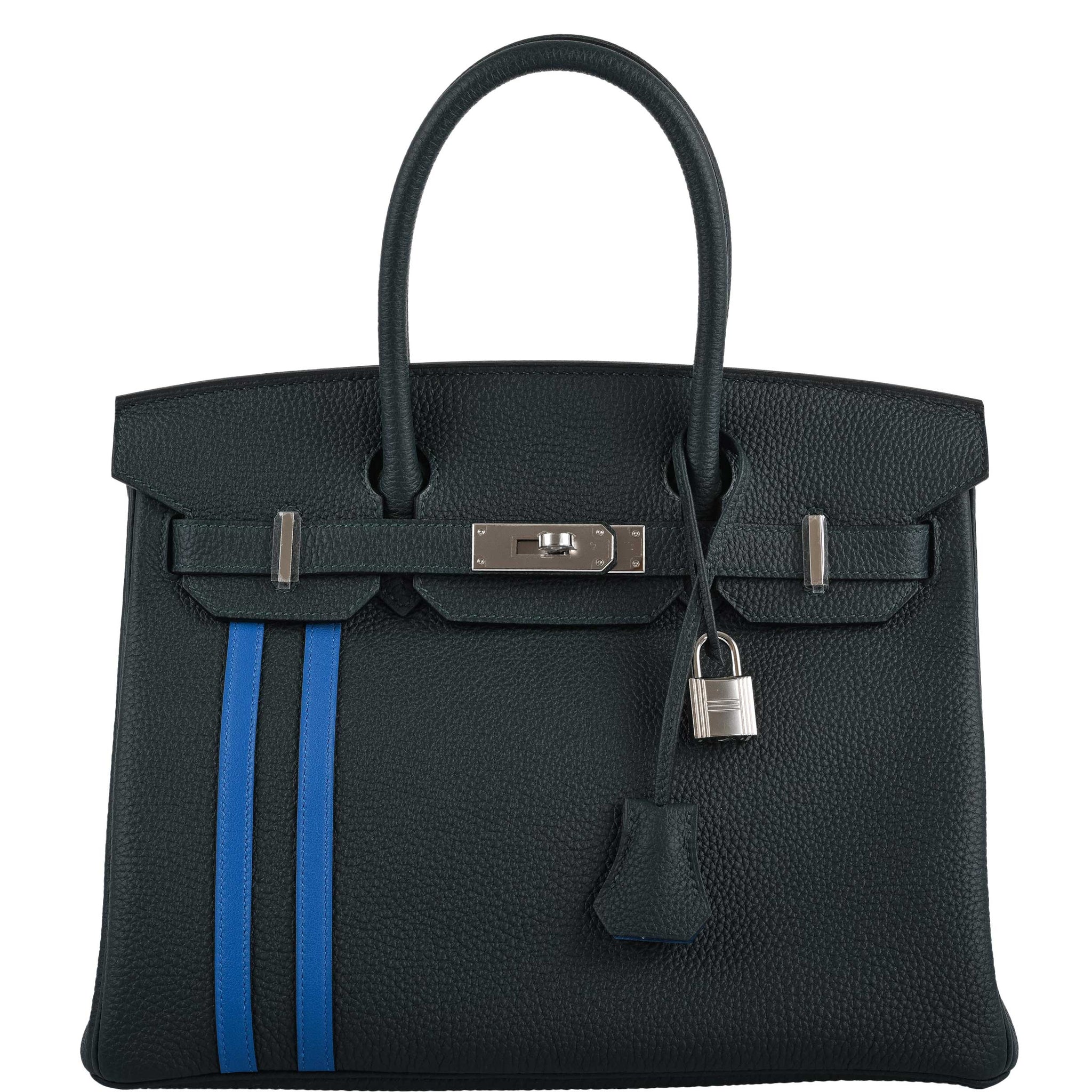 Hermes Birkin bag 35 Blue lin Togo leather Silver hardware