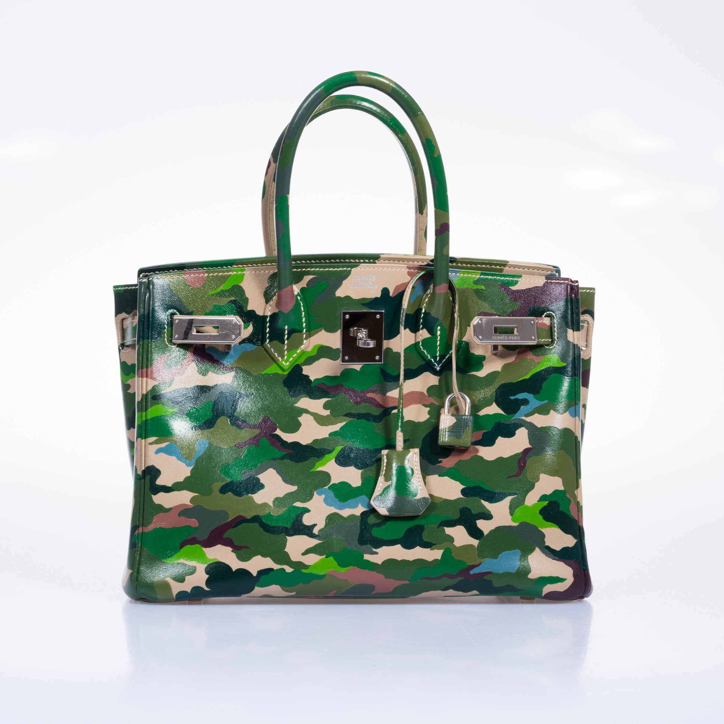 Hermès Birkin 30 Parchment Box Camouflage Palladium Hardware * JaneFinds Custom Shop