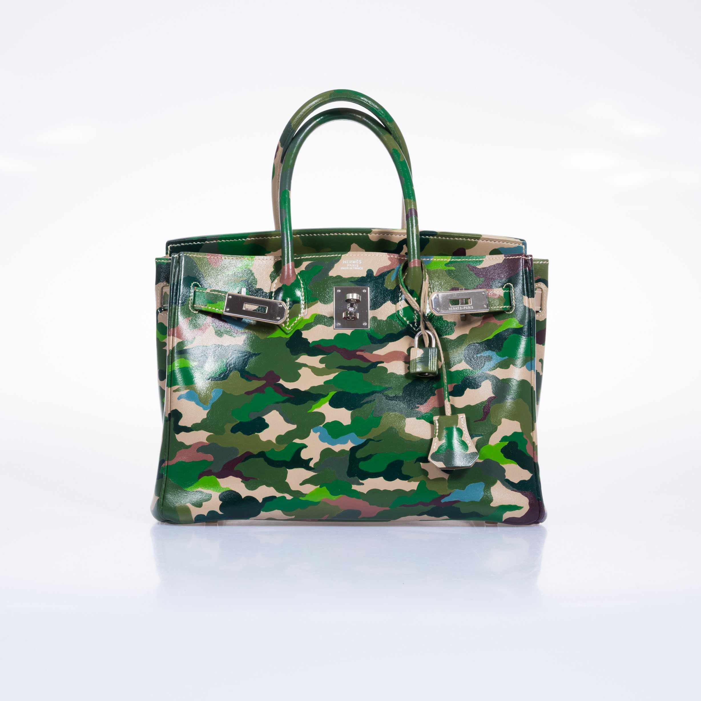 Hermès Birkin 30 Parchment Box Camouflage Palladium Hardware * JaneFinds Custom Shop