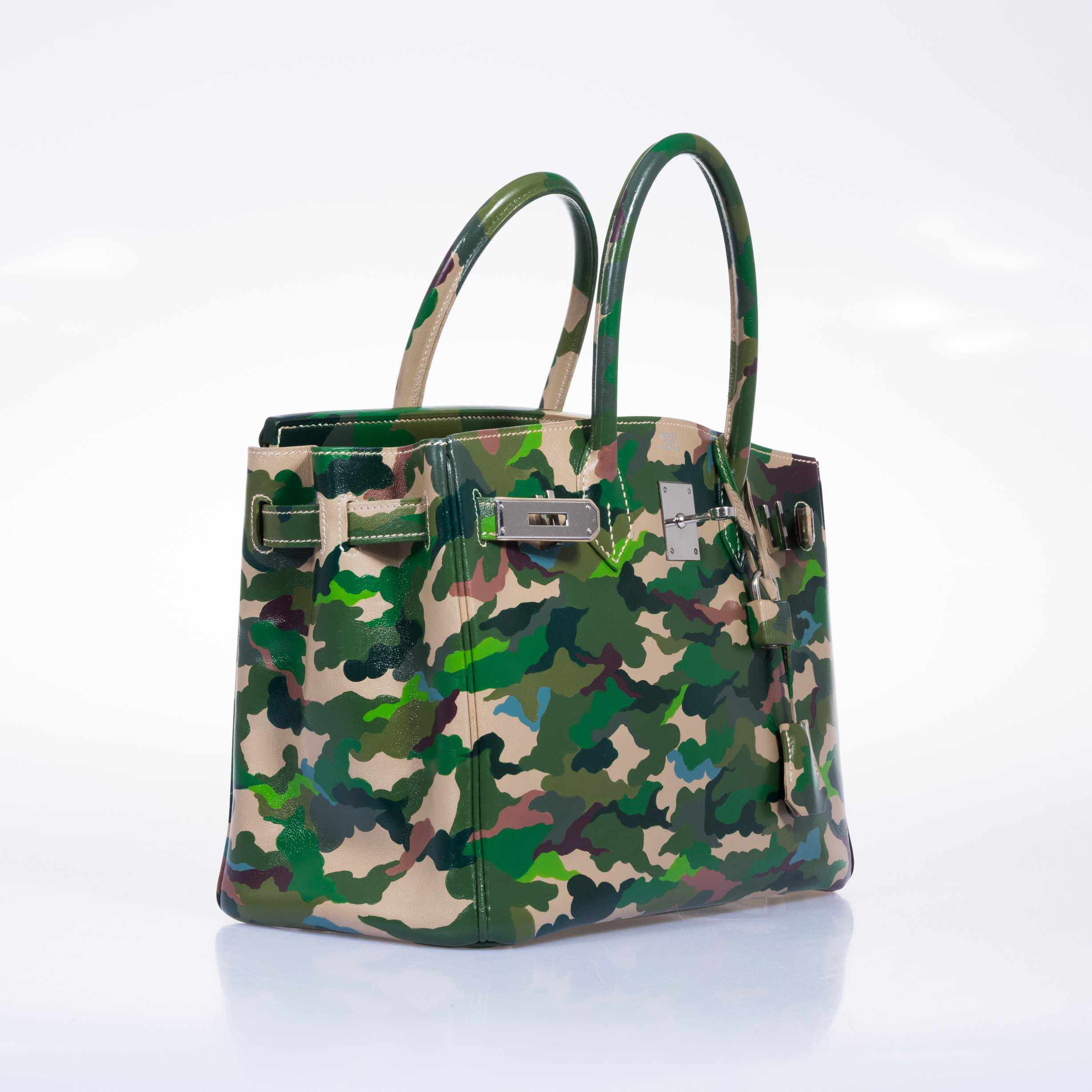 Hermès Birkin 30 Parchment Box Camouflage Palladium Hardware * JaneFinds Custom Shop