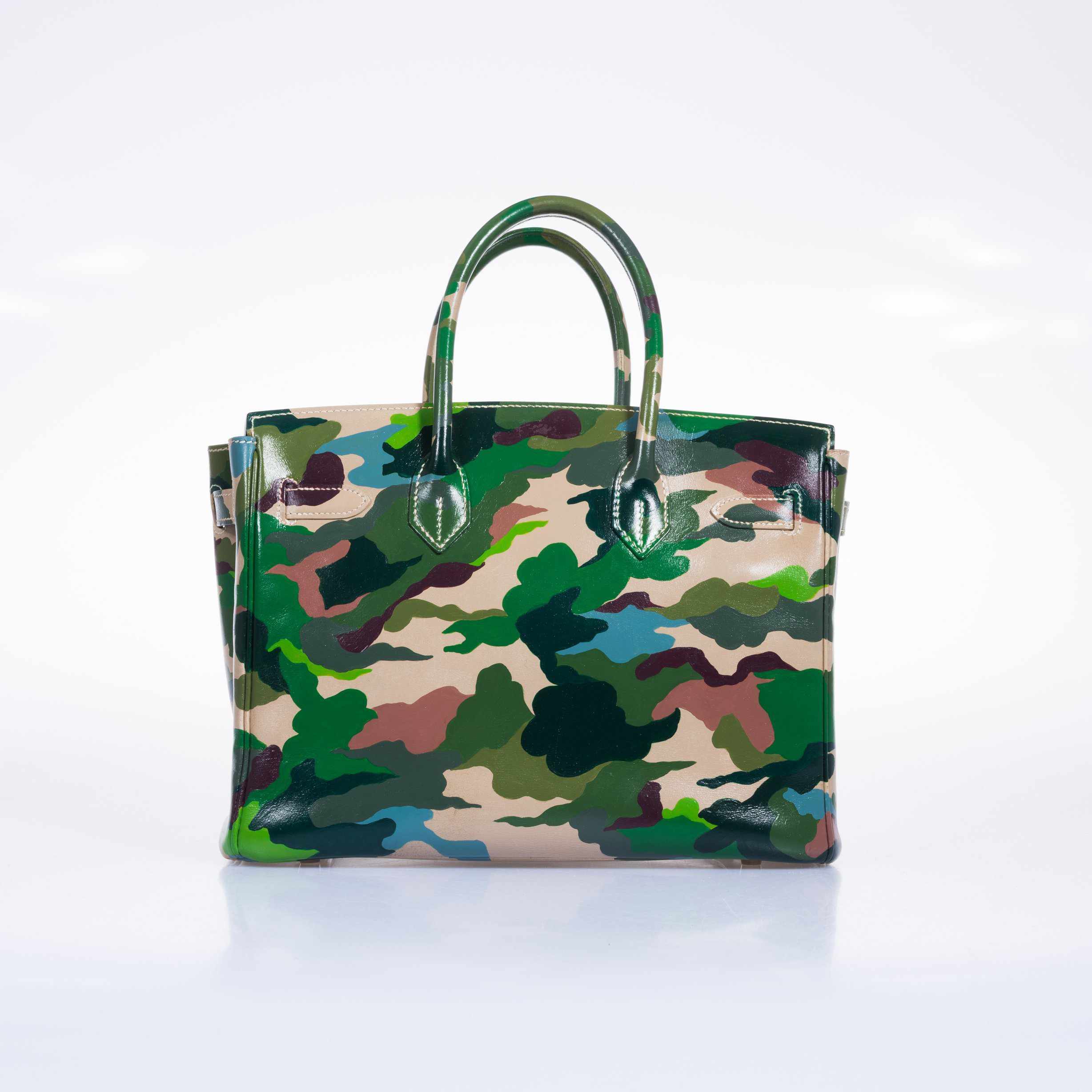 Hermès Birkin 30 Parchment Box Camouflage Palladium Hardware * JaneFinds Custom Shop