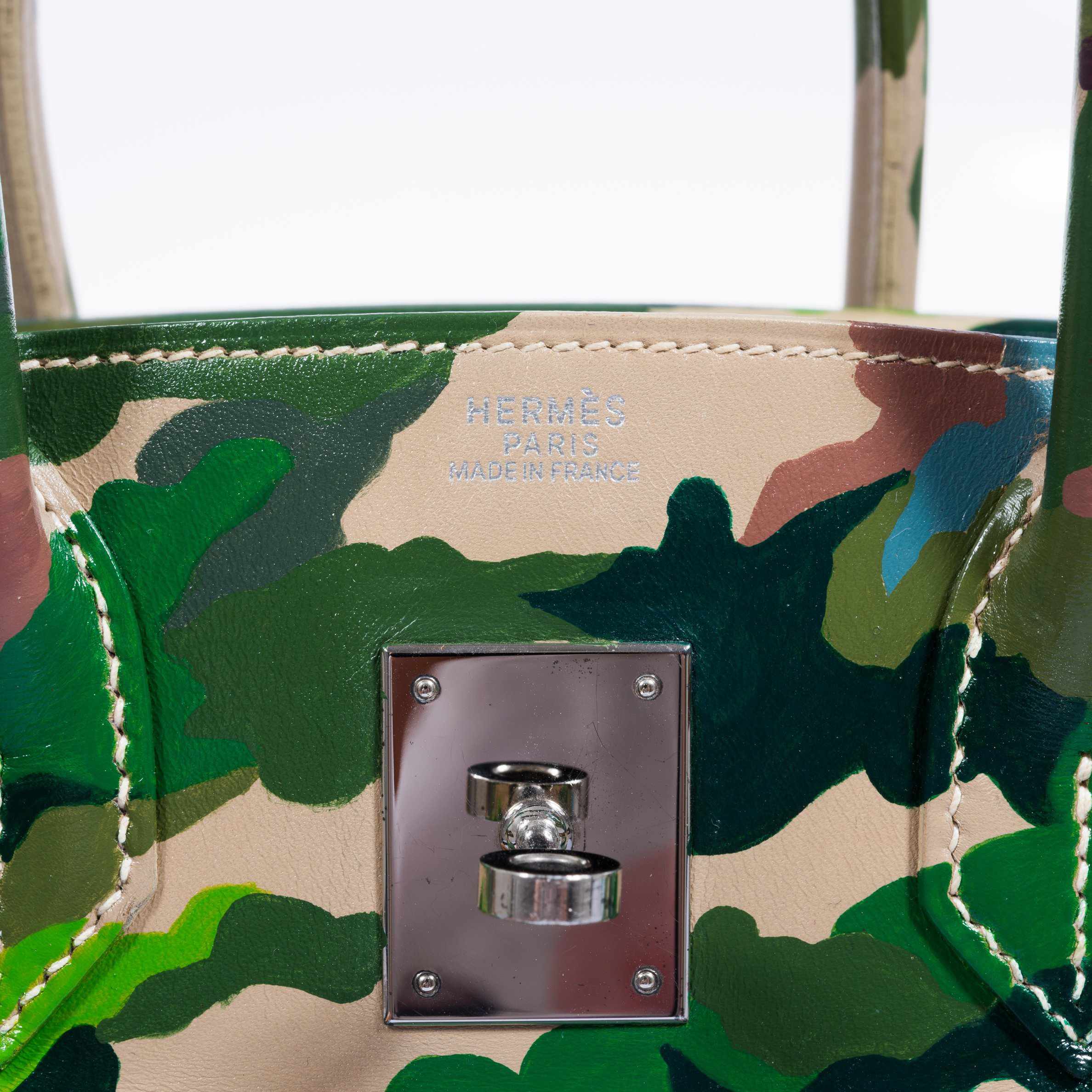 Hermès Birkin 30 Parchment Box Camouflage Palladium Hardware * JaneFinds Custom Shop