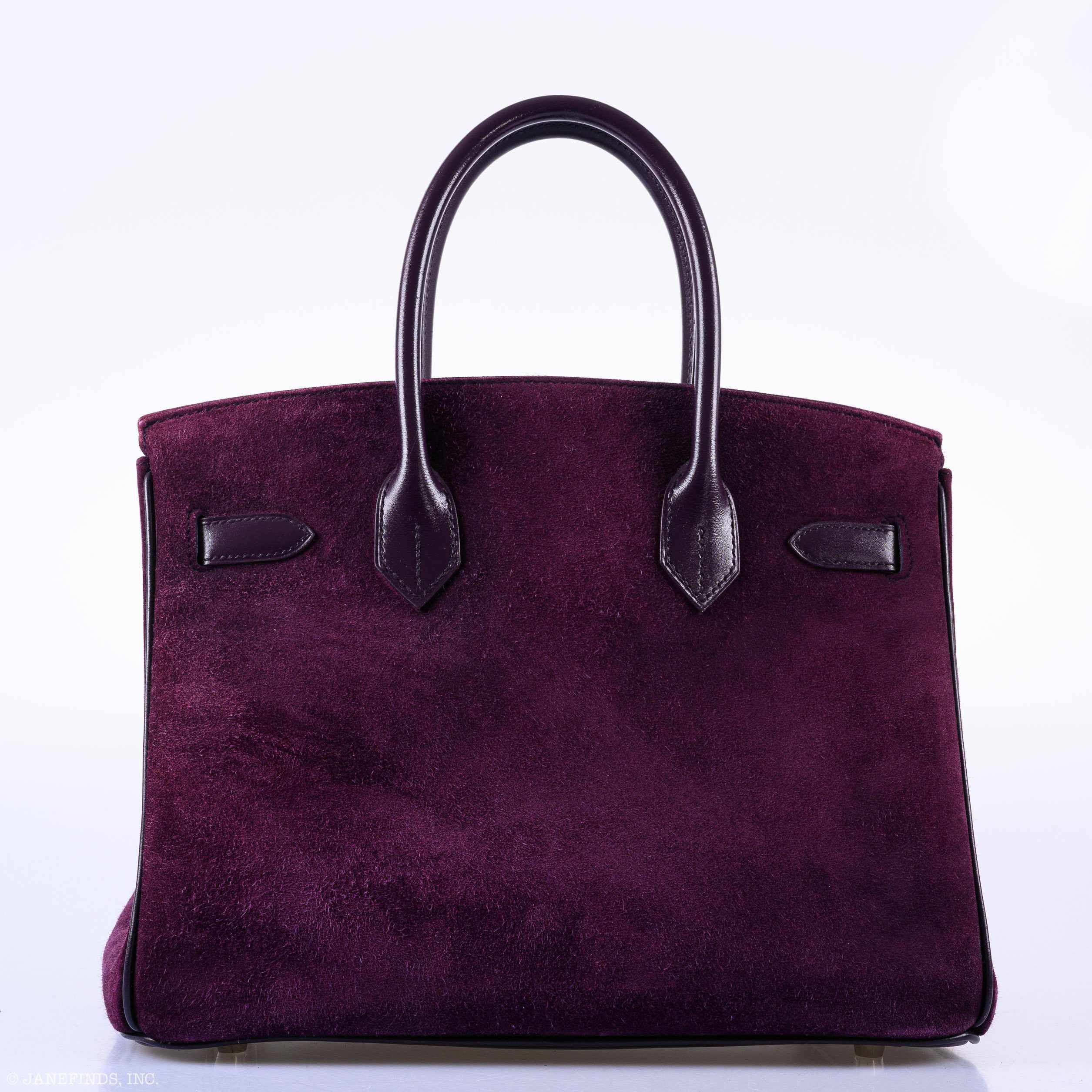 Hermès Birkin 30 Raisin Veau Doblis Suede & Swift Palladium Hardware