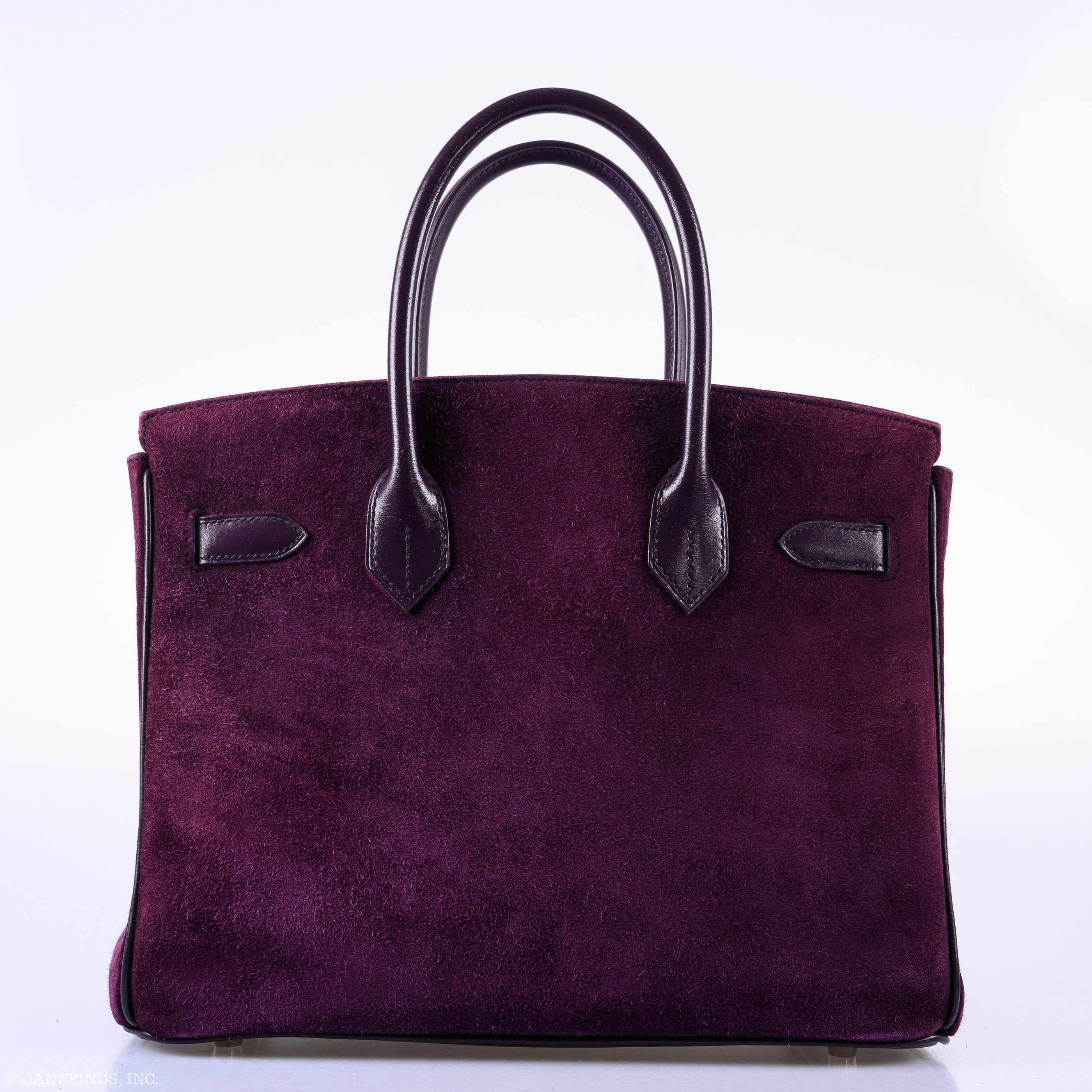 Hermès Birkin 30 Raisin Veau Doblis Suede & Swift Palladium Hardware