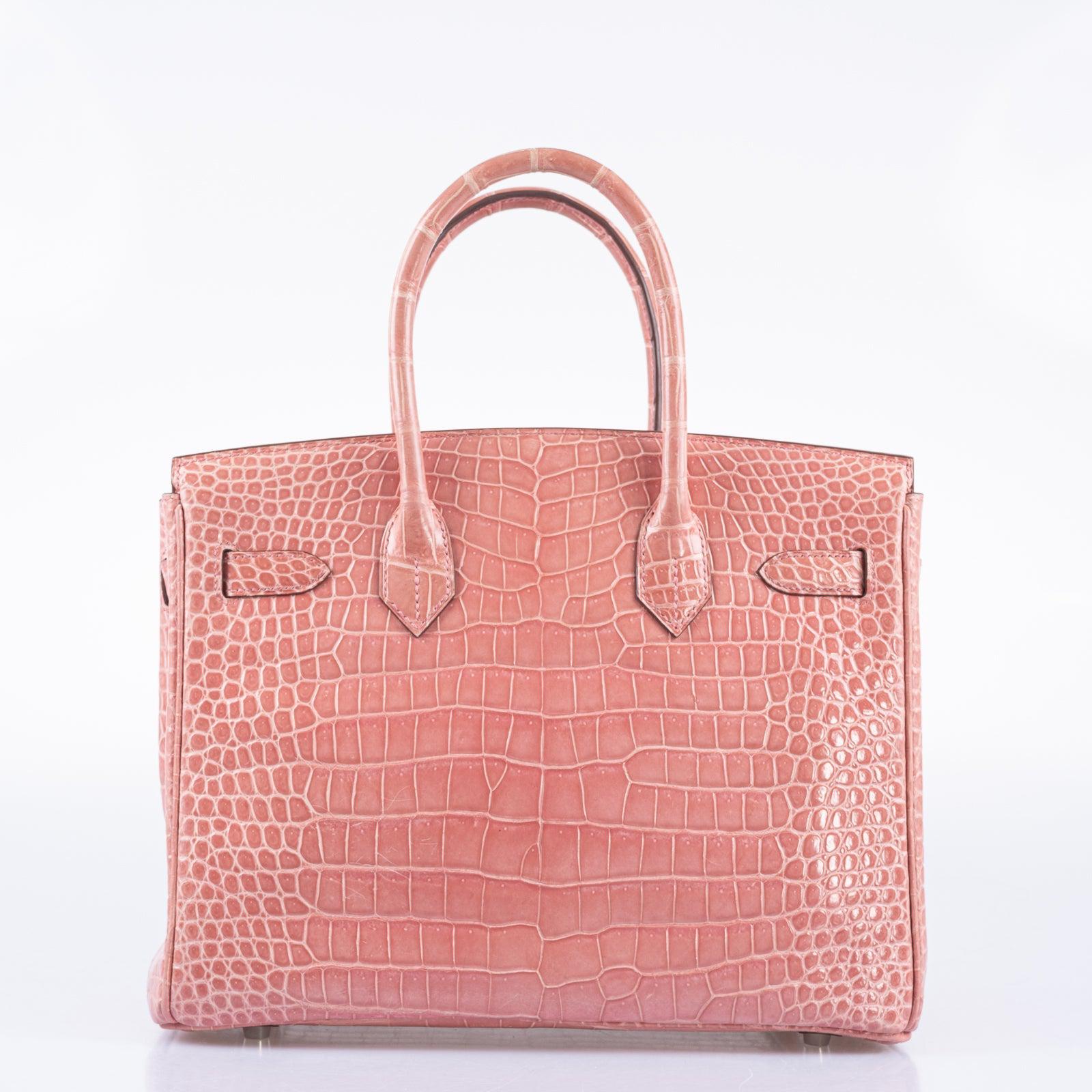 Hermès Birkin 30 Rose Indiennes Shiny Porosus Crocodile Palladium Hardware