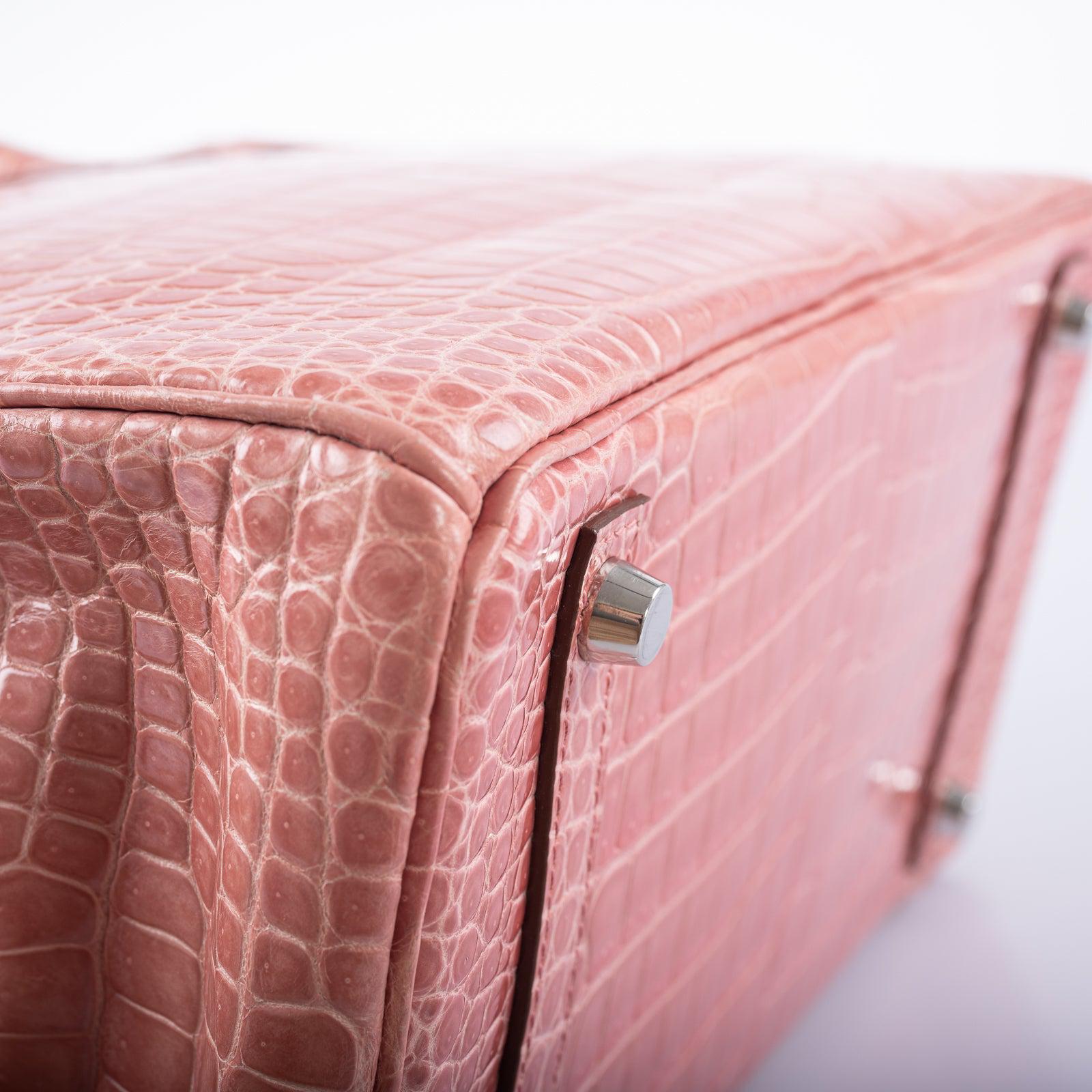 Hermès Birkin 30 Rose Indiennes Shiny Porosus Crocodile Palladium Hardware