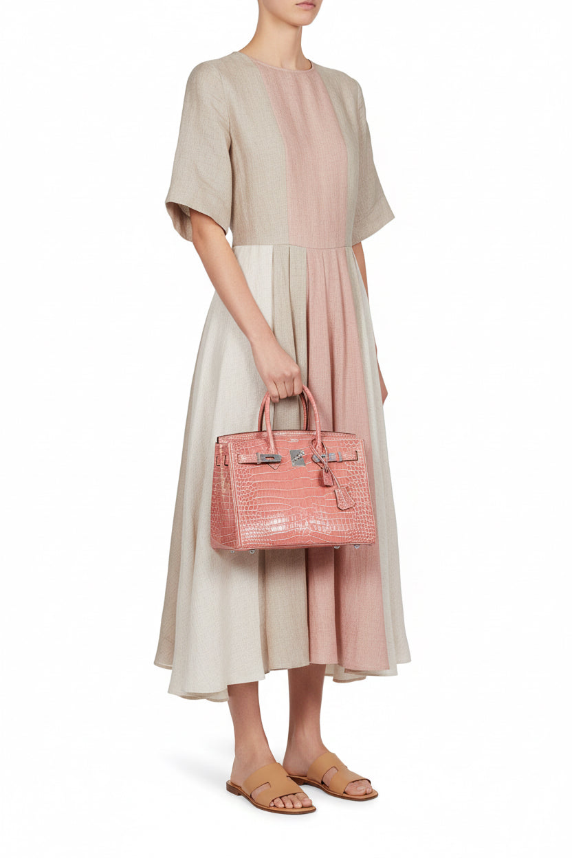 Hermès Birkin 30 Rose Indiennes Shiny Porosus Crocodile Palladium Hardware