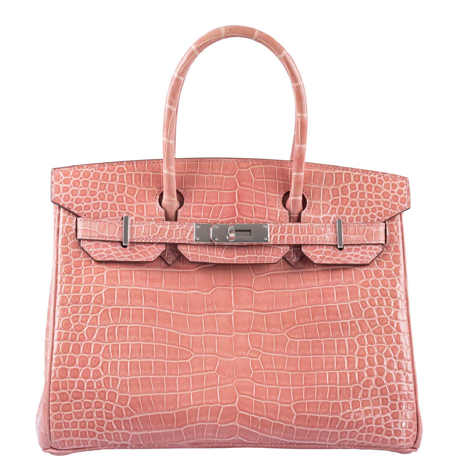 Hermès Birkin 30 Rose Indiennes Shiny Porosus Crocodile Palladium Hardware