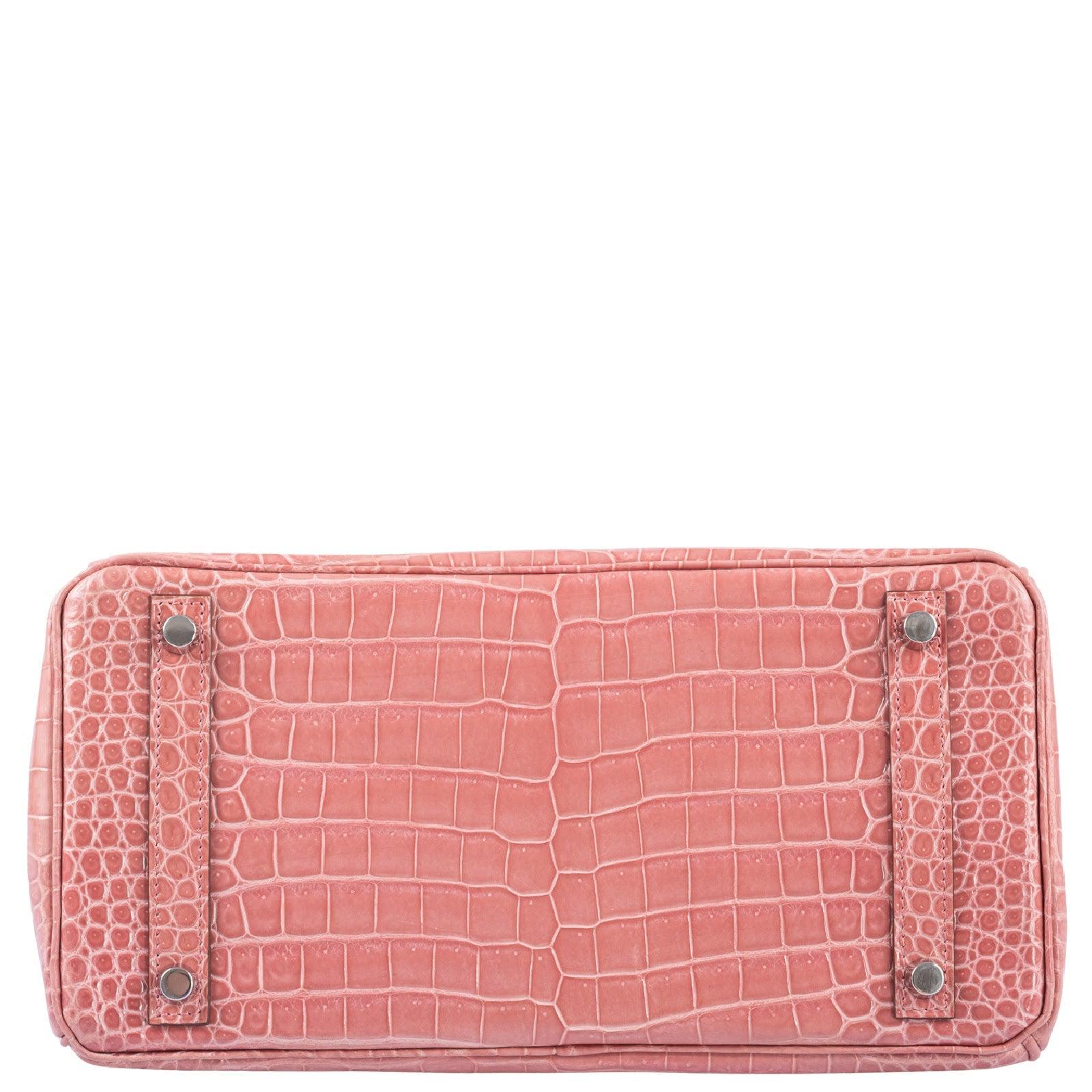 Hermès Birkin 30 Rose Indiennes Shiny Porosus Crocodile Palladium Hardware