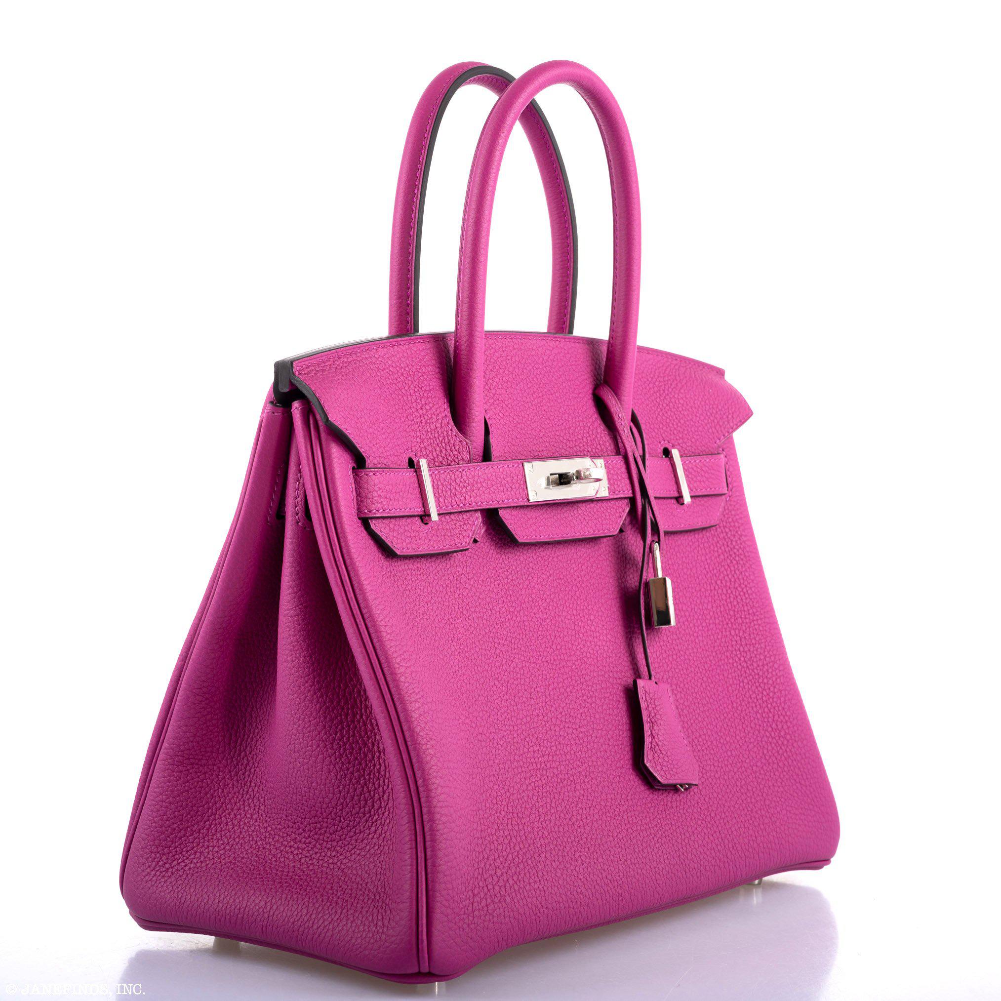 Hermès Birkin 30 Rose Pourpre Togo Palladium Hardware - 2020, Y