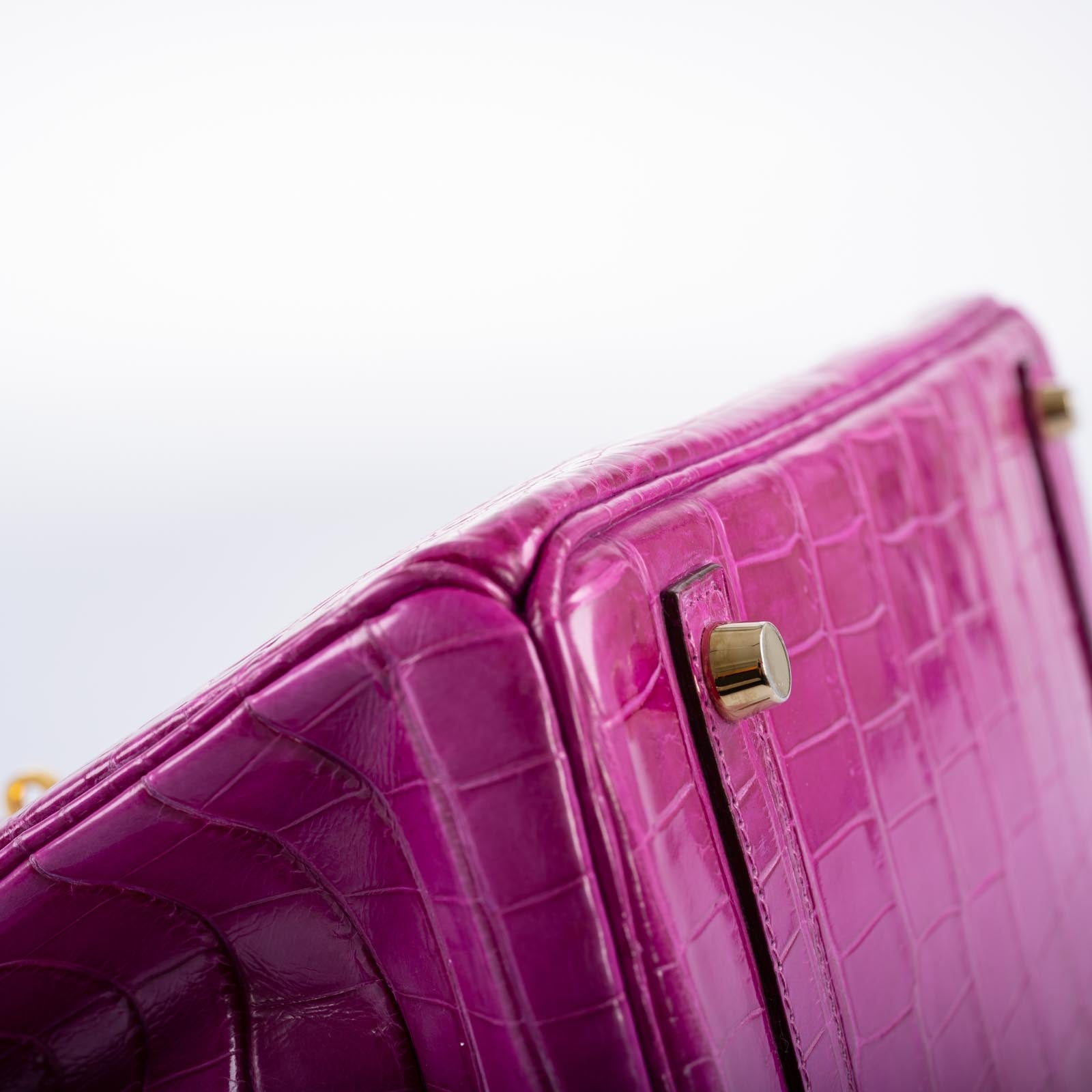 Hermès Birkin 30 Rose Scheherazade Shiny Niloticus Crocodile Gold Hardware
