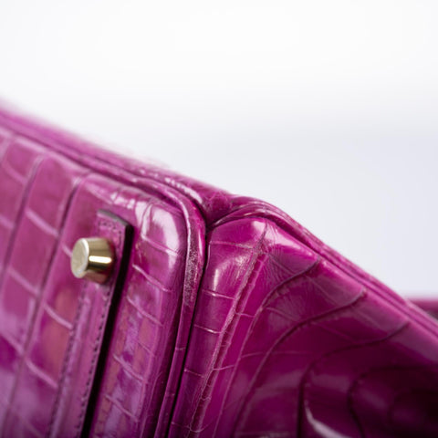 Hermès Birkin 30 Rose Scheherazade Shiny Niloticus Crocodile Gold Hardware