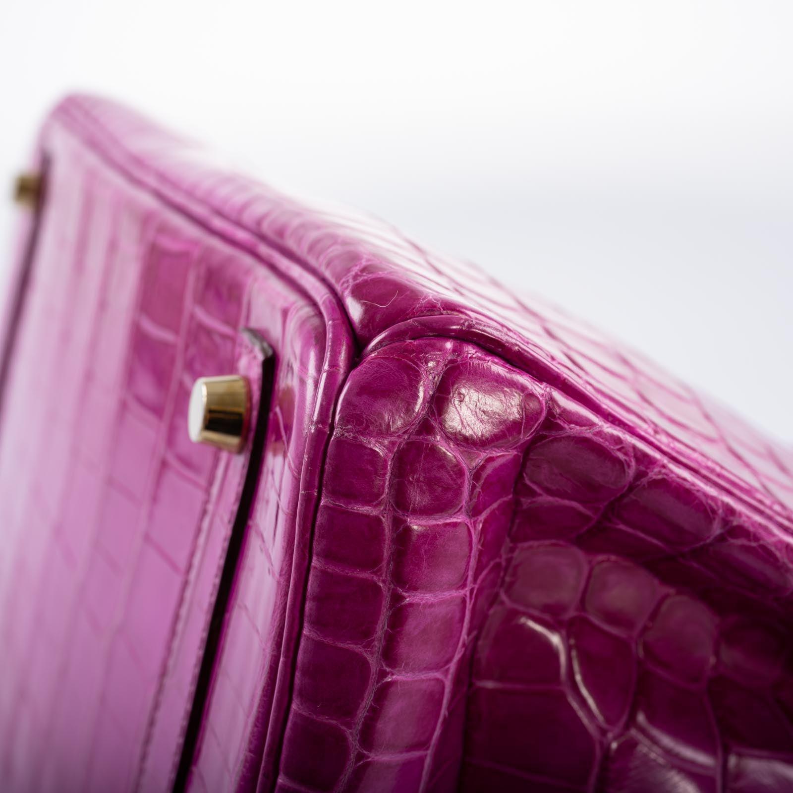Hermès Birkin 30 Rose Scheherazade Shiny Niloticus Crocodile Gold Hardware