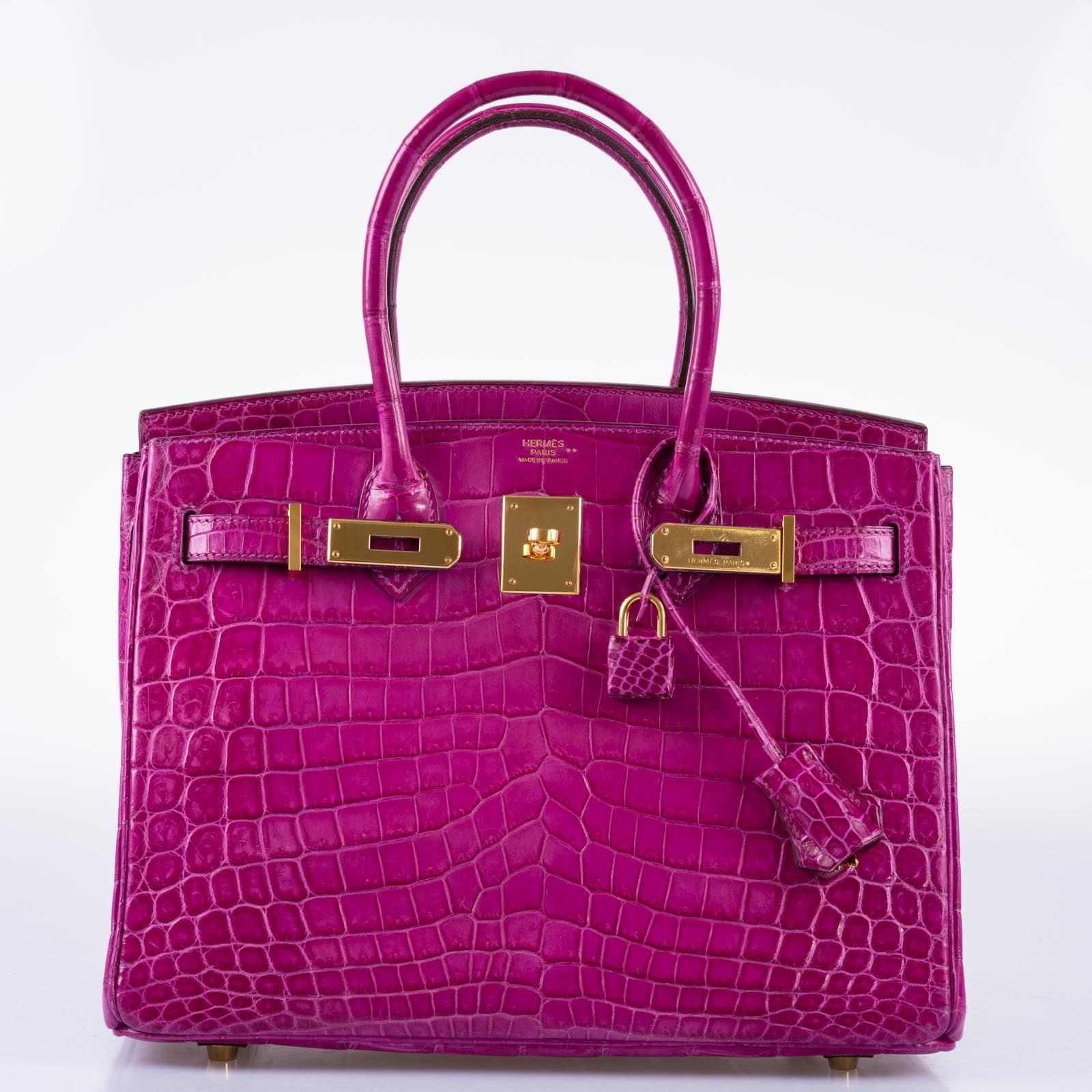 Hermès Birkin 30 Rose Scheherazade Shiny Niloticus Crocodile Gold Hardware