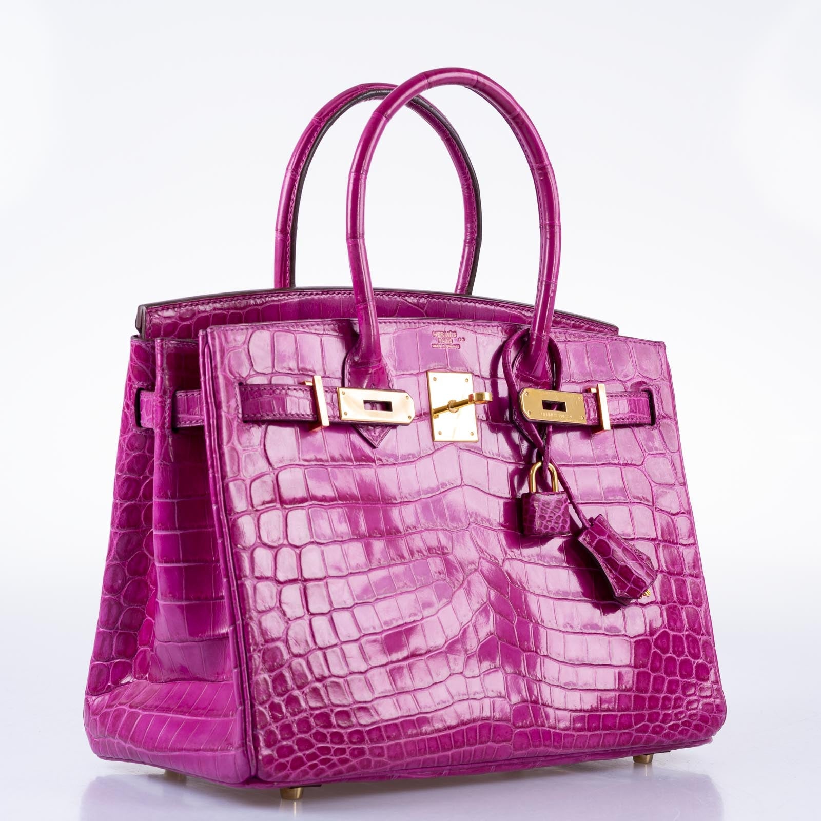 Hermès Birkin 30 Rose Scheherazade Shiny Niloticus Crocodile Gold Hardware