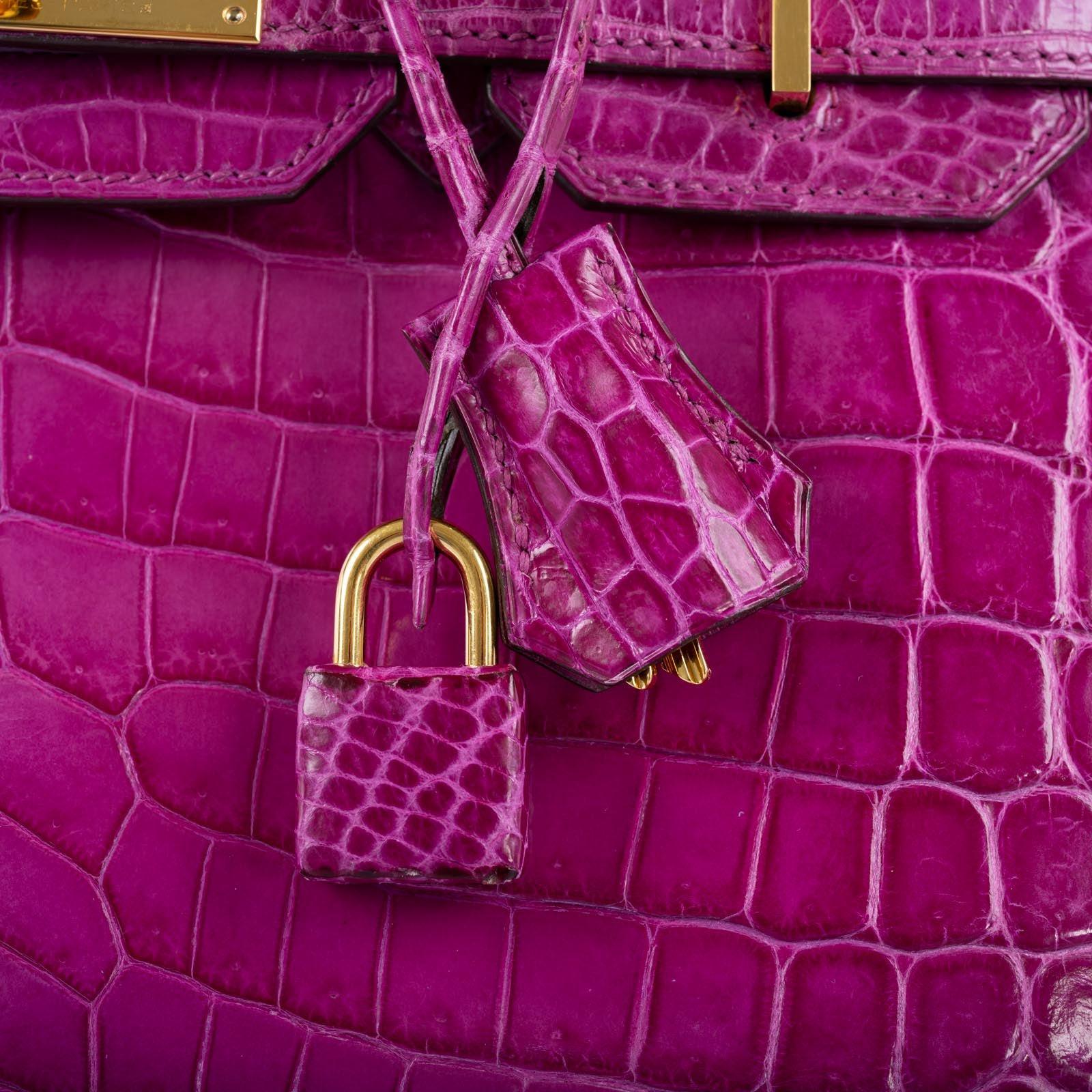 Hermès Birkin 30 Rose Scheherazade Shiny Niloticus Crocodile Gold Hardware