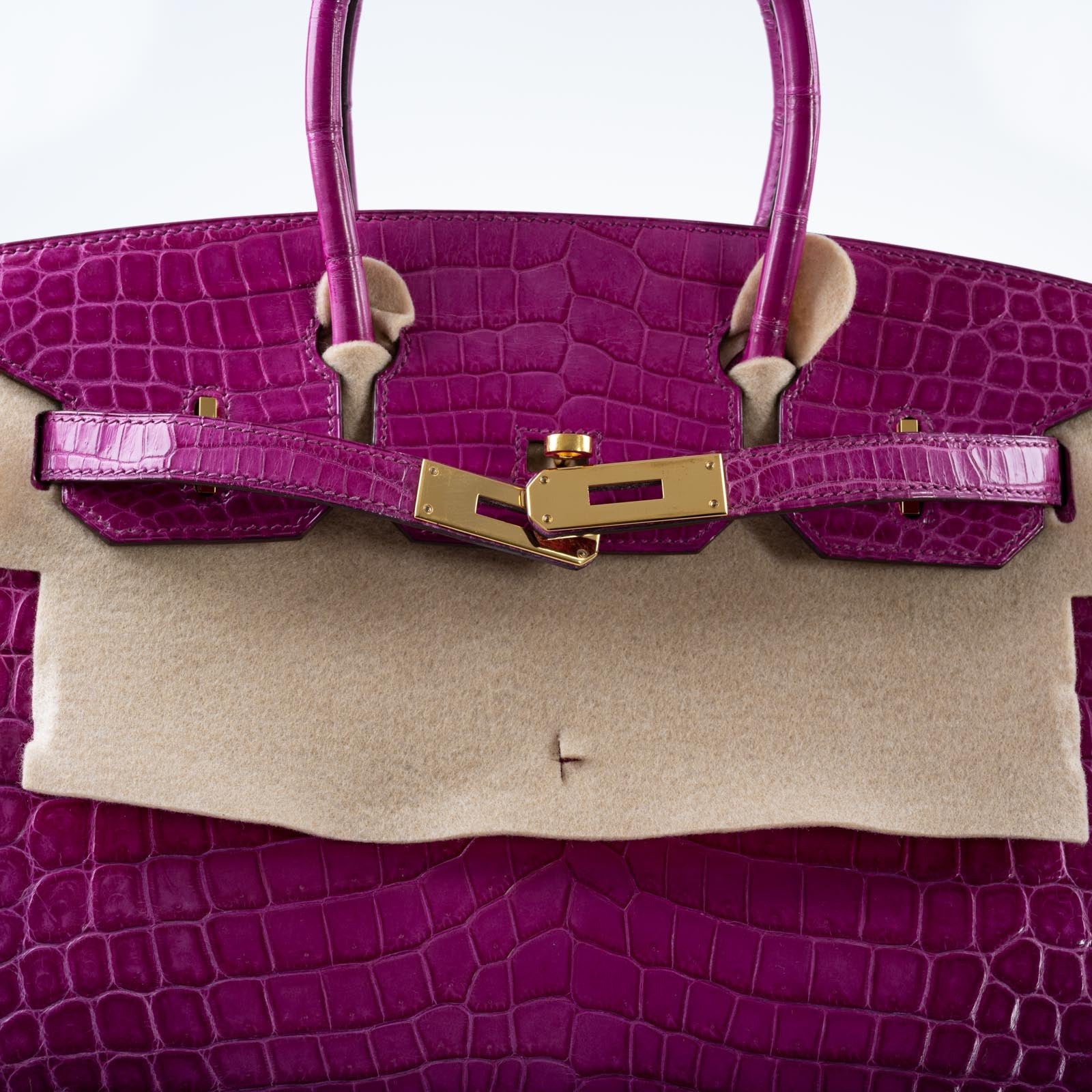Hermès Birkin 30 Rose Scheherazade Shiny Niloticus Crocodile Gold Hardware