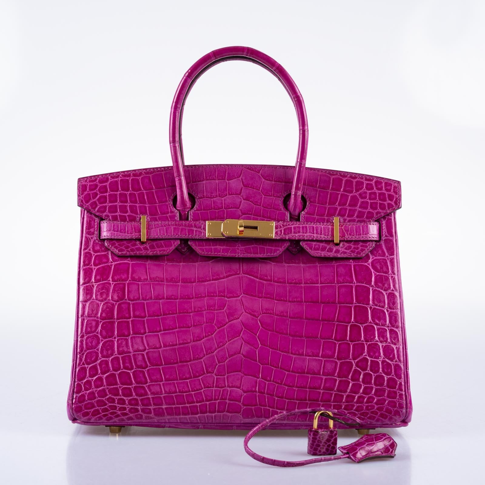 Hermès Birkin 30 Rose Scheherazade Shiny Niloticus Crocodile Gold Hardware