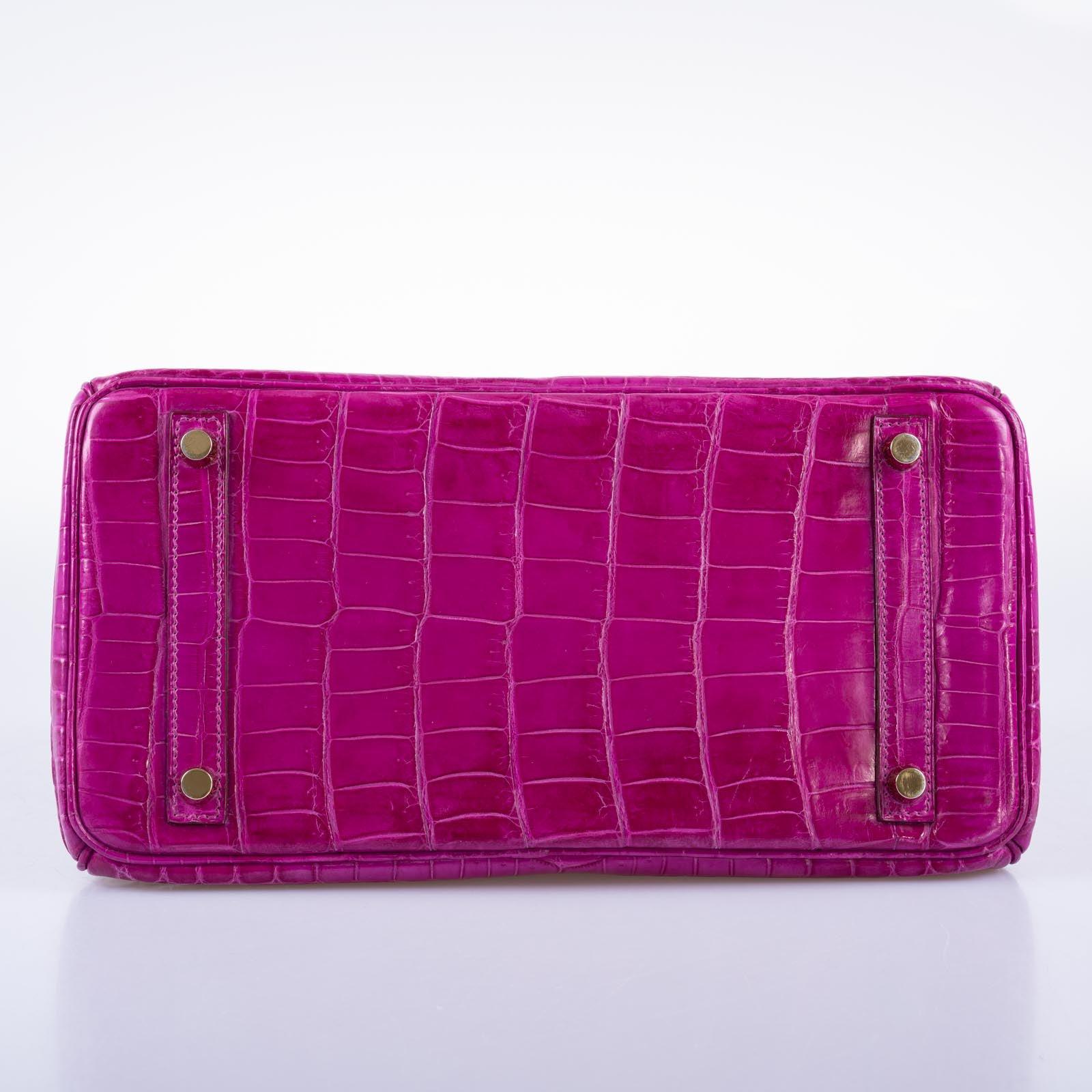 Hermès Birkin 30 Rose Scheherazade Shiny Niloticus Crocodile Gold Hardware