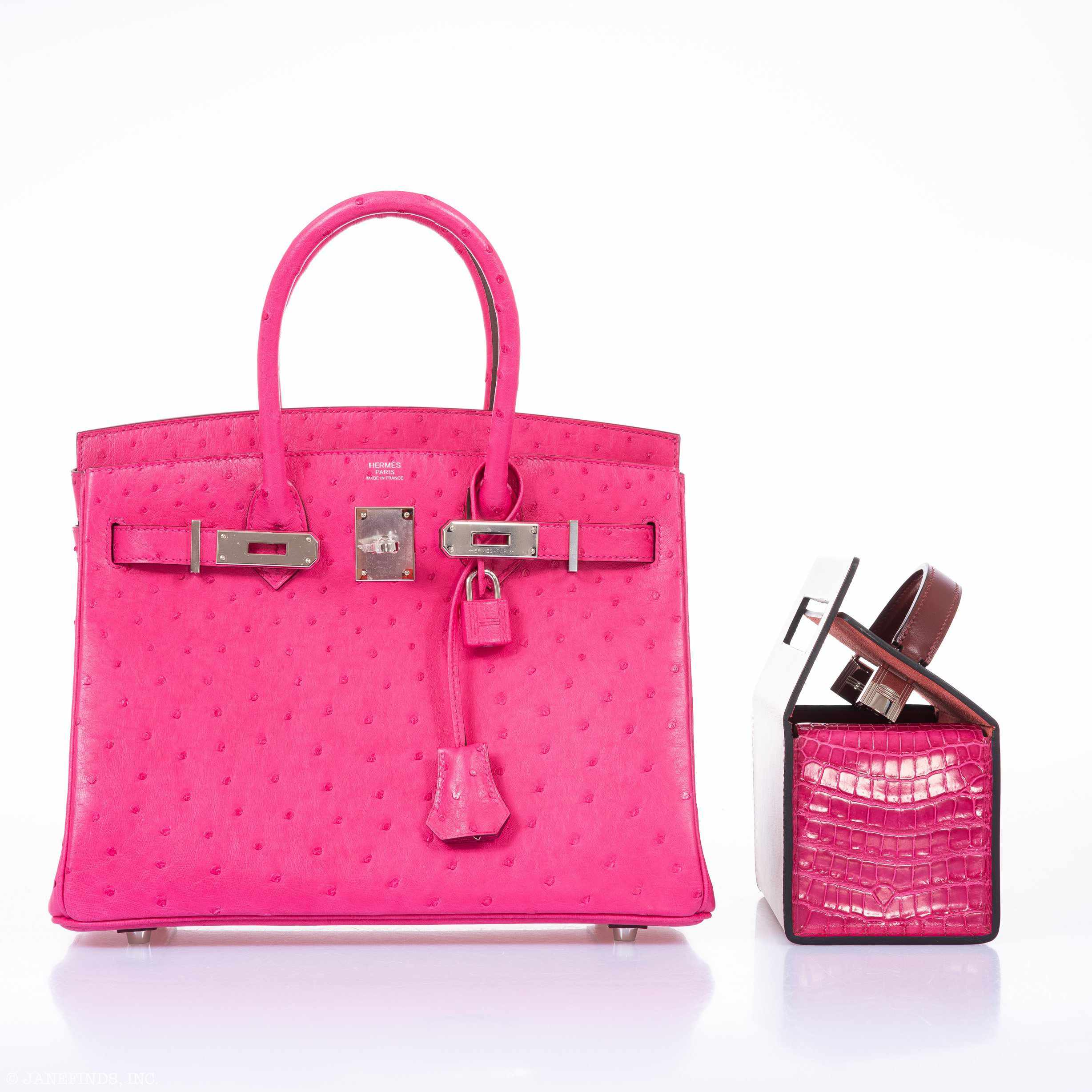 Hermès Birkin 30 Rose Tyrien Ostrich Palladium Hardware