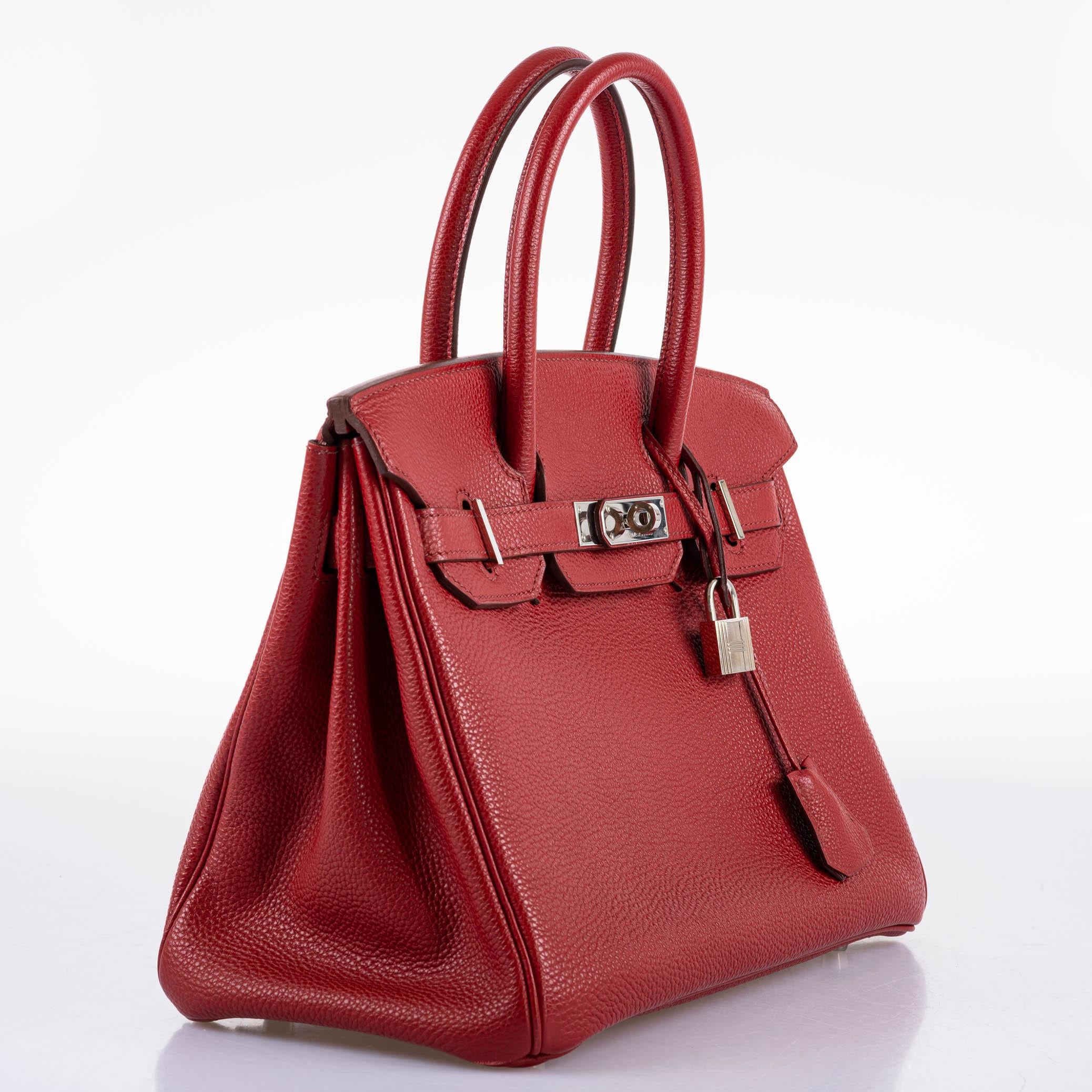 Hermès Birkin 30 Rouge Garance Togo with Palladium Hardware - 2007, K Square