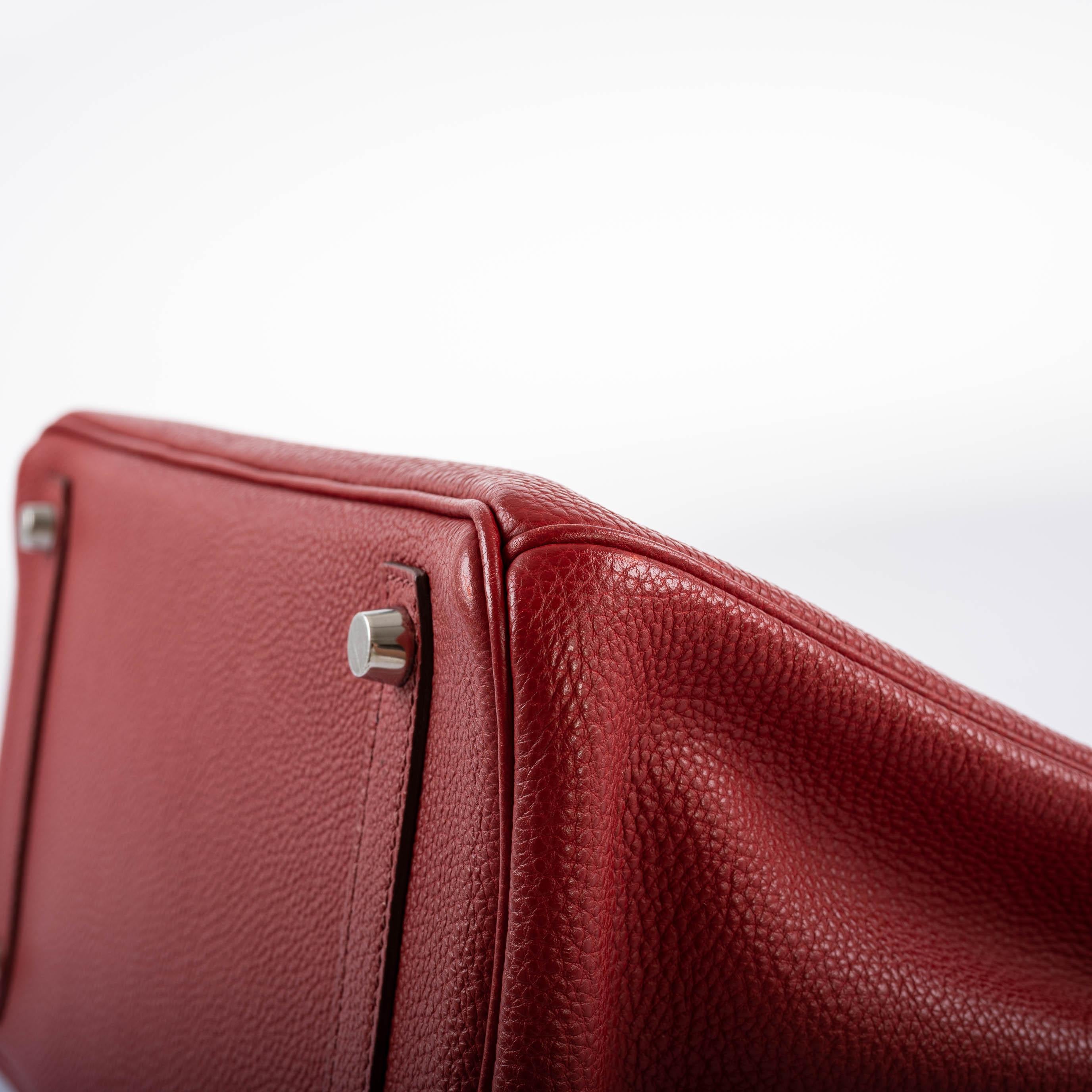 Hermès Birkin 30 Rouge Garance Togo with Palladium Hardware - 2007, K Square