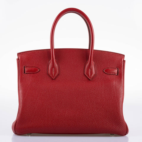 Hermès Birkin 30 Rouge Garance Togo with Palladium Hardware - 2007, K Square