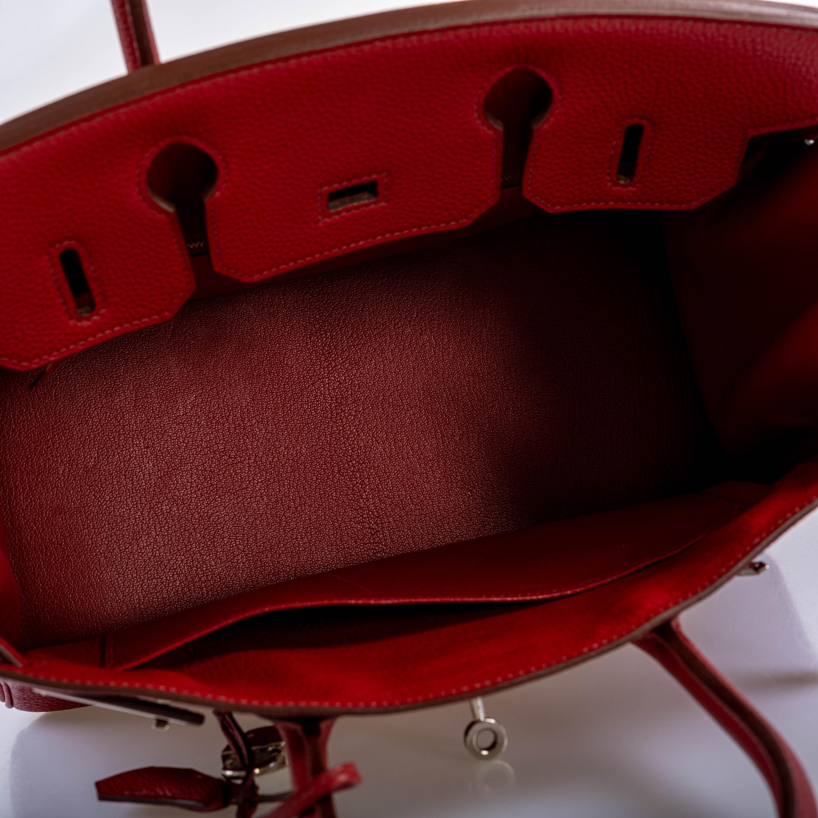 Hermès Birkin 30 Rouge Garance Togo with Palladium Hardware - 2007, K Square