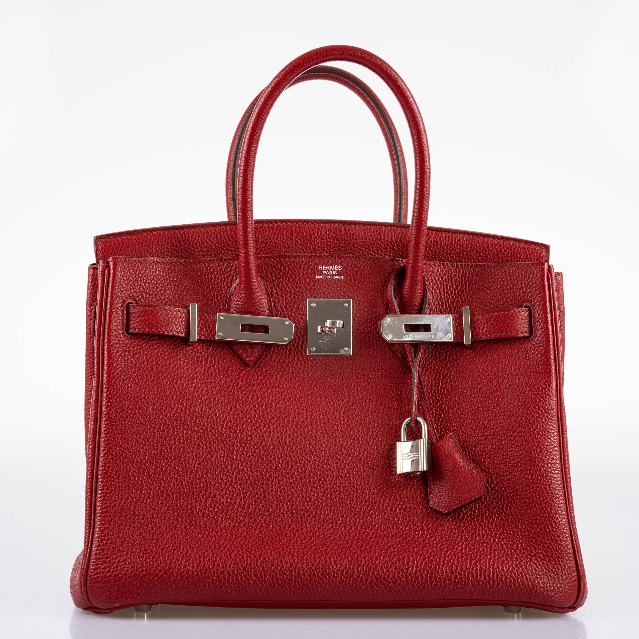 Hermès Birkin 30 Rouge Garance Togo with Palladium Hardware - 2007, K Square