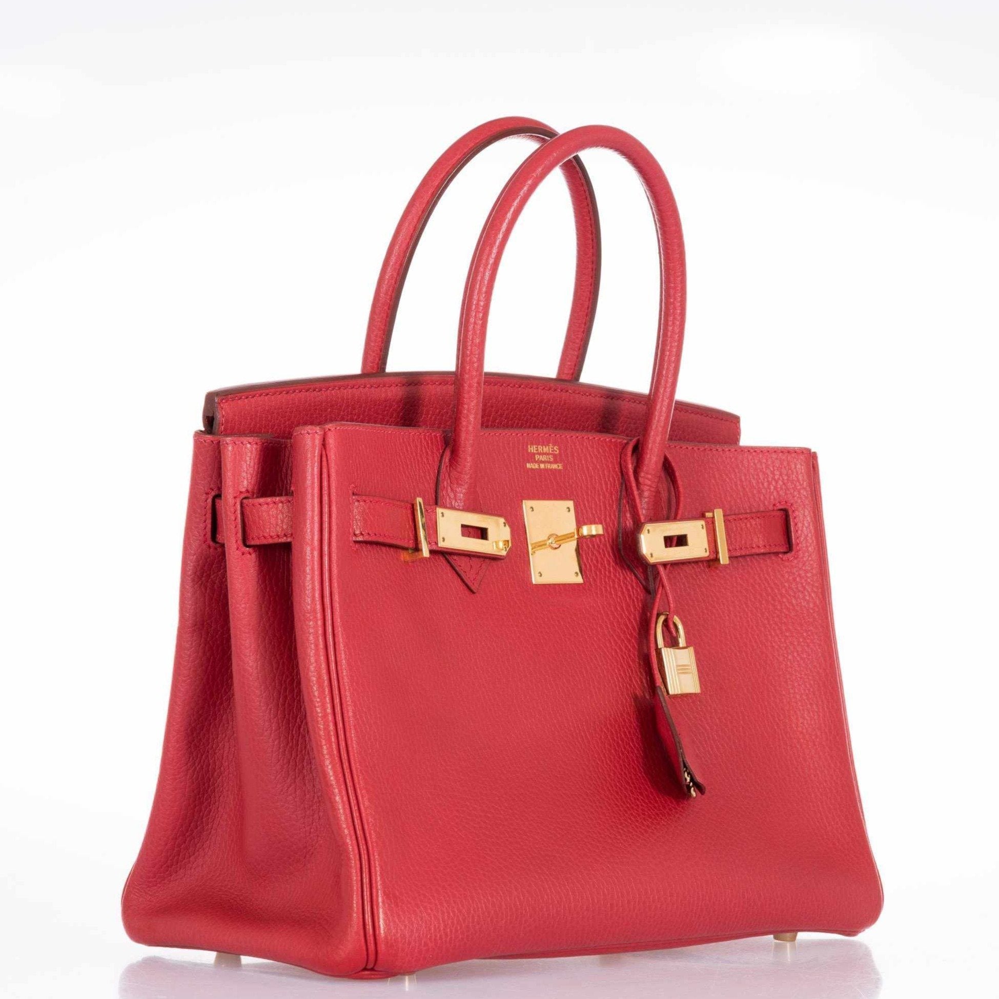 Hermès Birkin 30 Rouge Vif Ardennes Gold Hardware - 2001, E Square