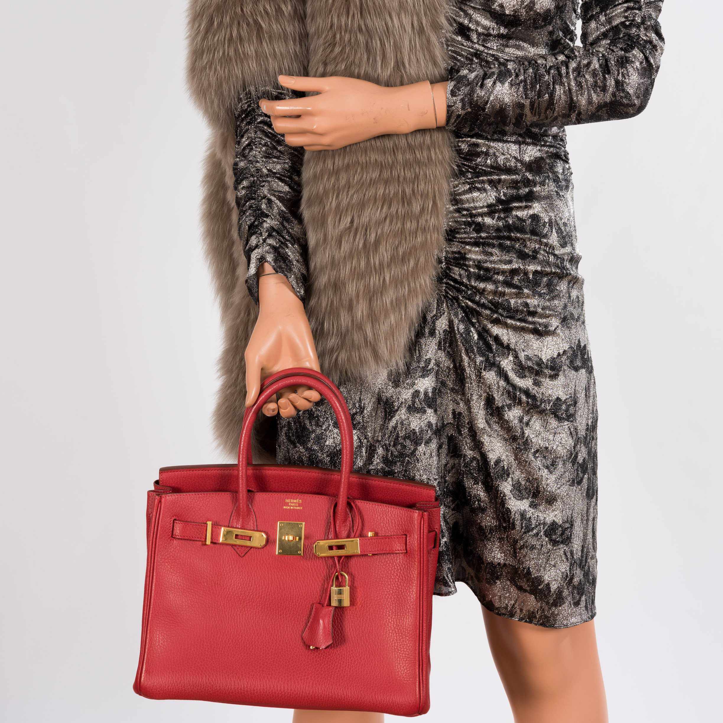 Hermès Birkin 30 Rouge Vif Ardennes Gold Hardware - 2001, E Square