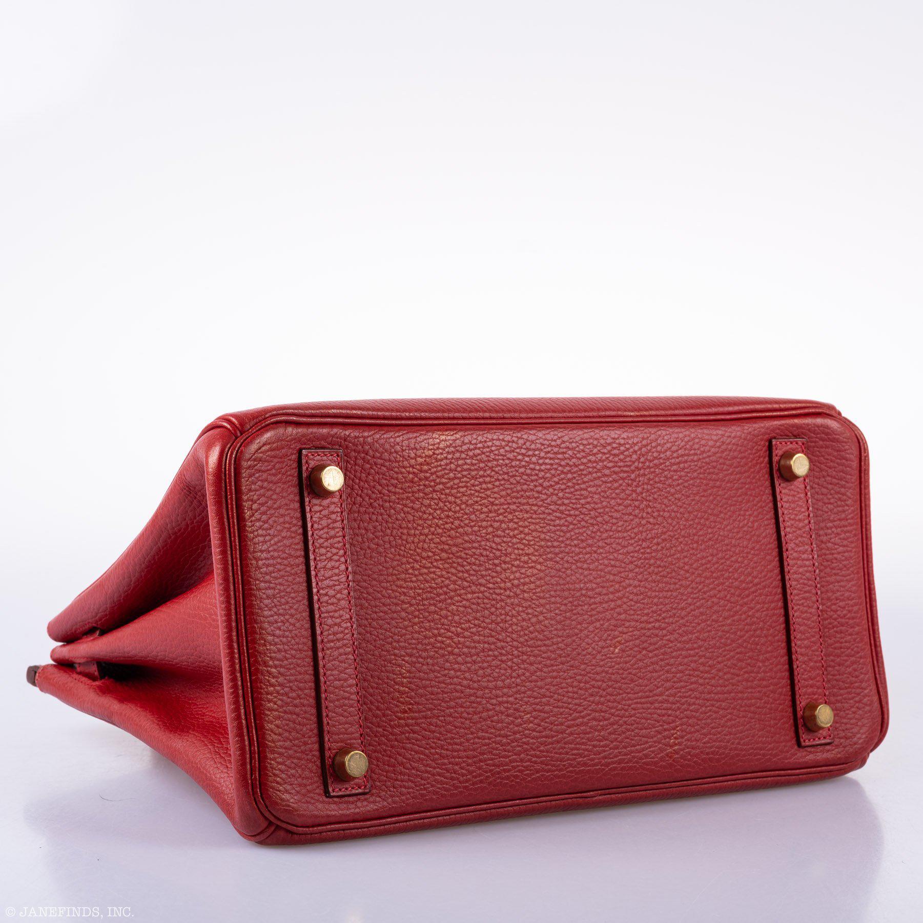 Hermès Birkin 30 Rouge Vif Ardennes Gold Hardware - Square E