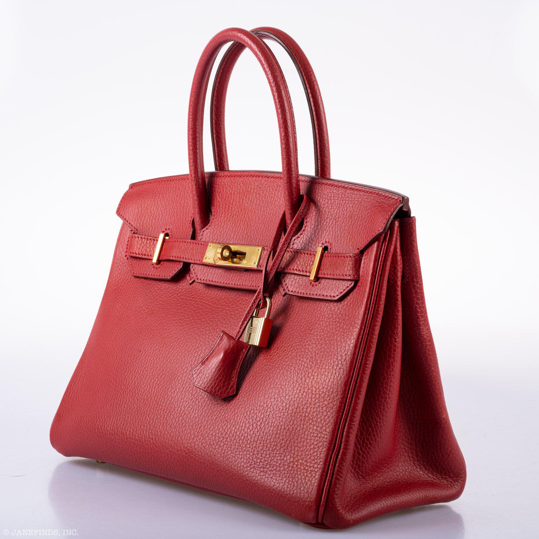 Hermès Birkin 30 Rouge Vif Ardennes Gold Hardware - Square E