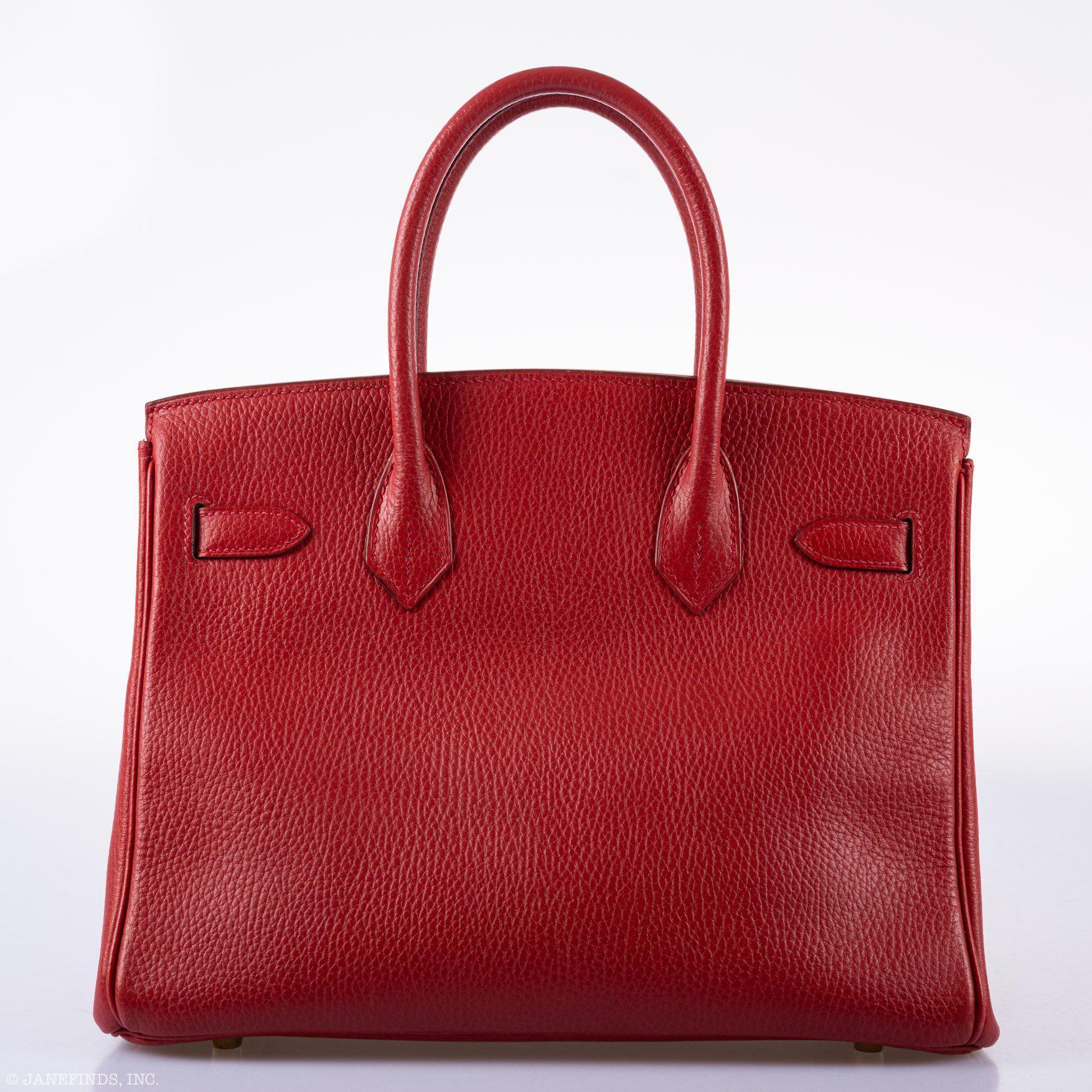 Hermès Birkin 30 Rouge Vif Ardennes Gold Hardware - Square E