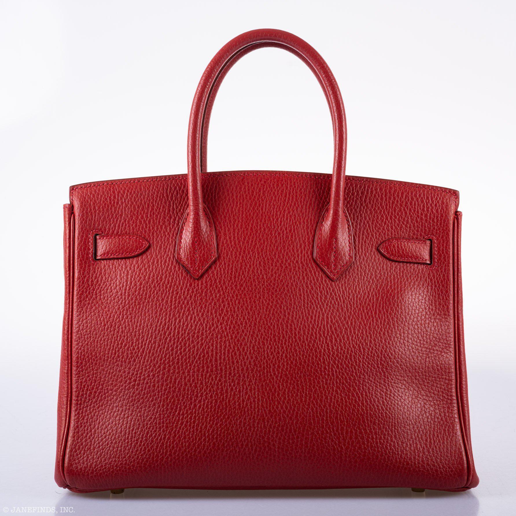 Hermès Birkin 30 Rouge Vif Ardennes Gold Hardware - Square E