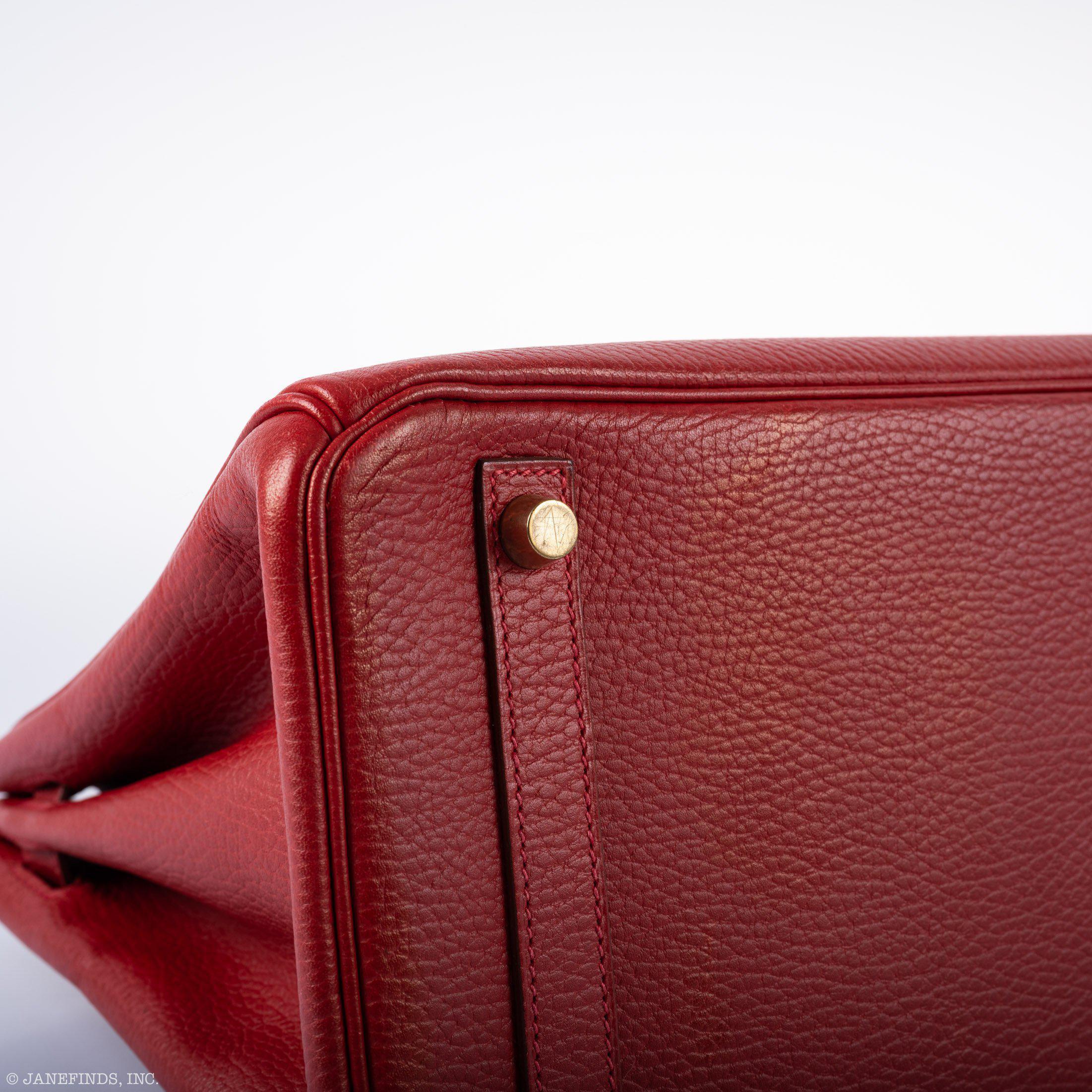 Hermès Birkin 30 Rouge Vif Ardennes Gold Hardware - Square E